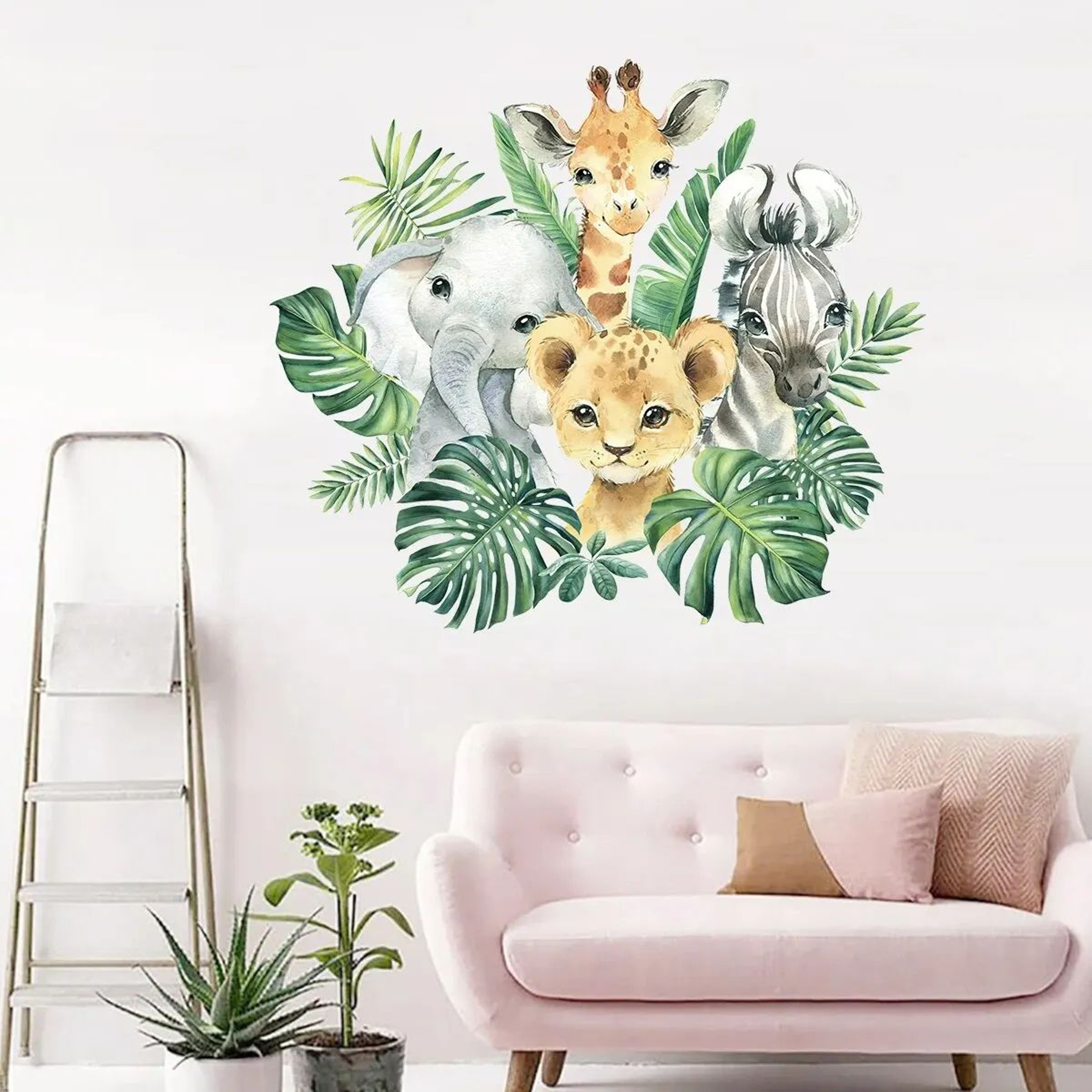 Cute Cartoon Animal Wall Stickers Rainbow Kids Room Decals 2