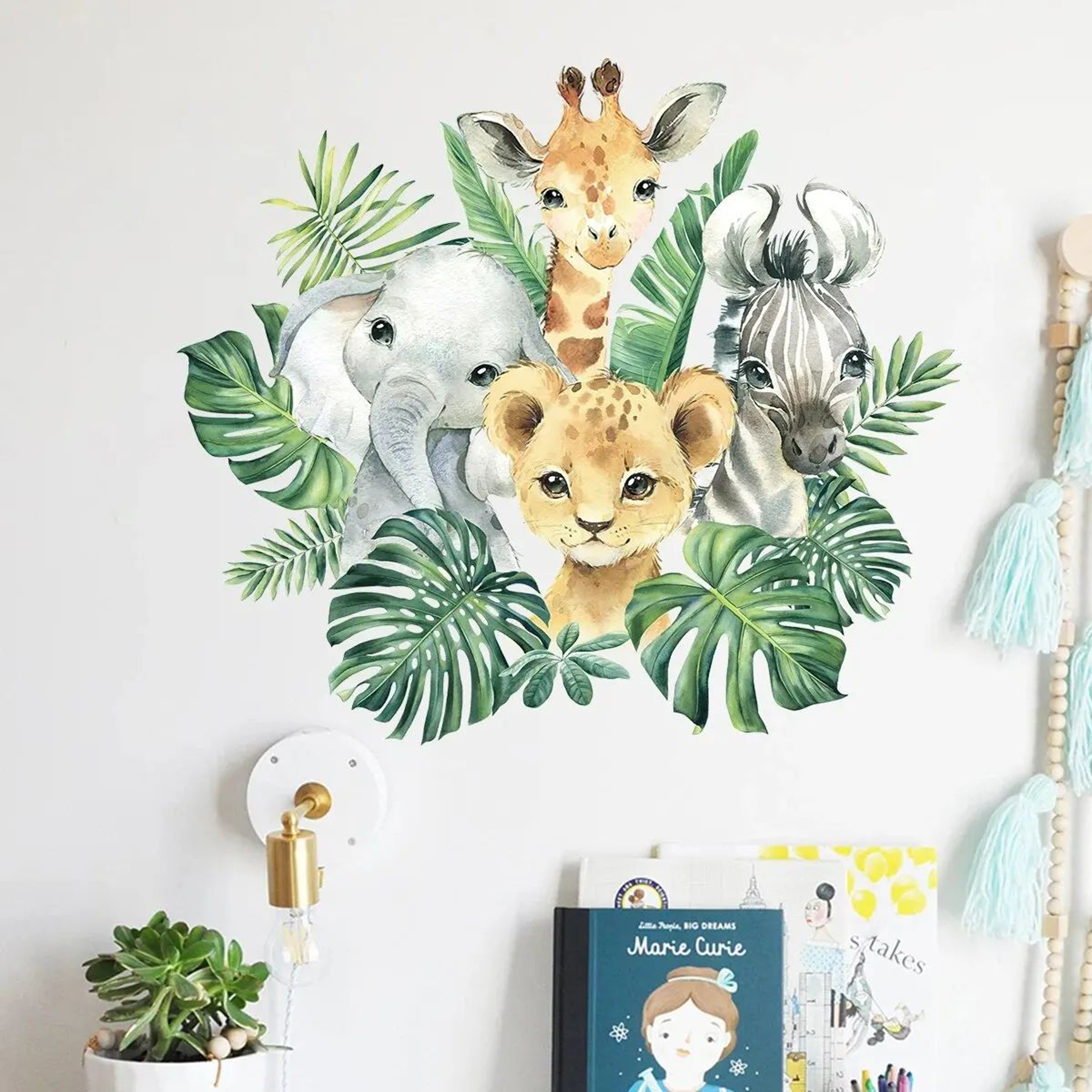 Cute Cartoon Animal Wall Stickers Rainbow Kids Room Decals 8