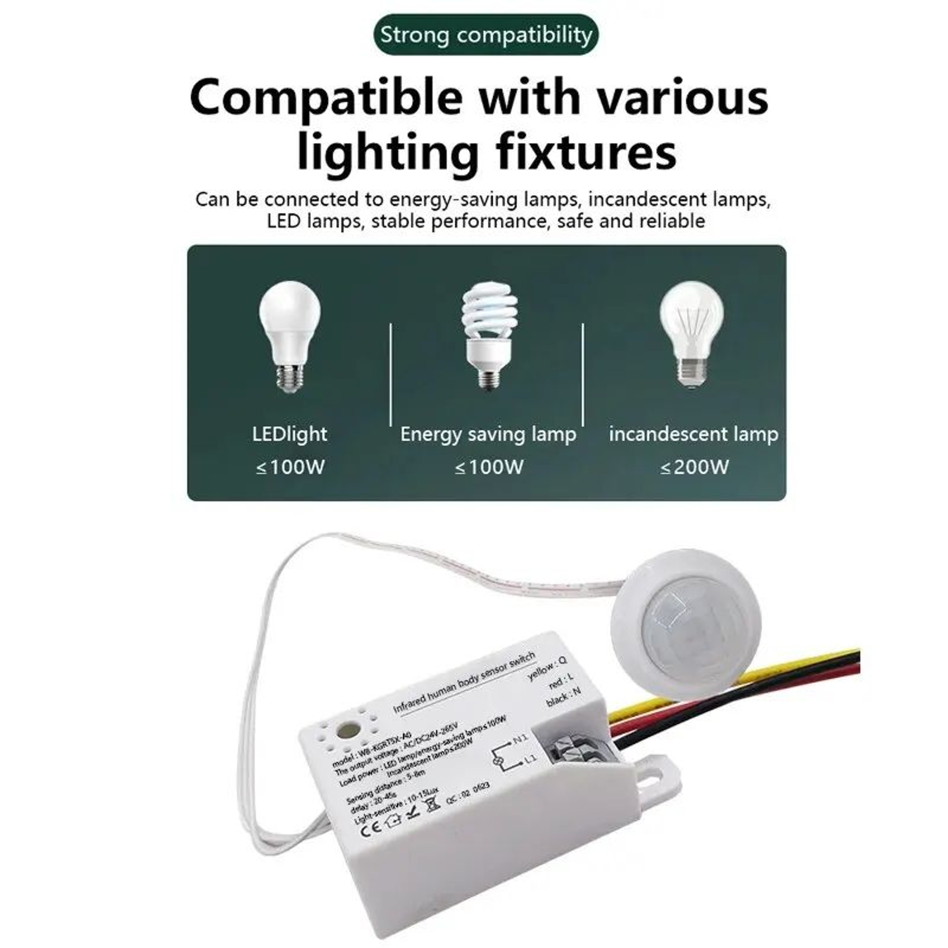 PIR Motion Sensor Light Switch Auto LED Lamp Controller 1