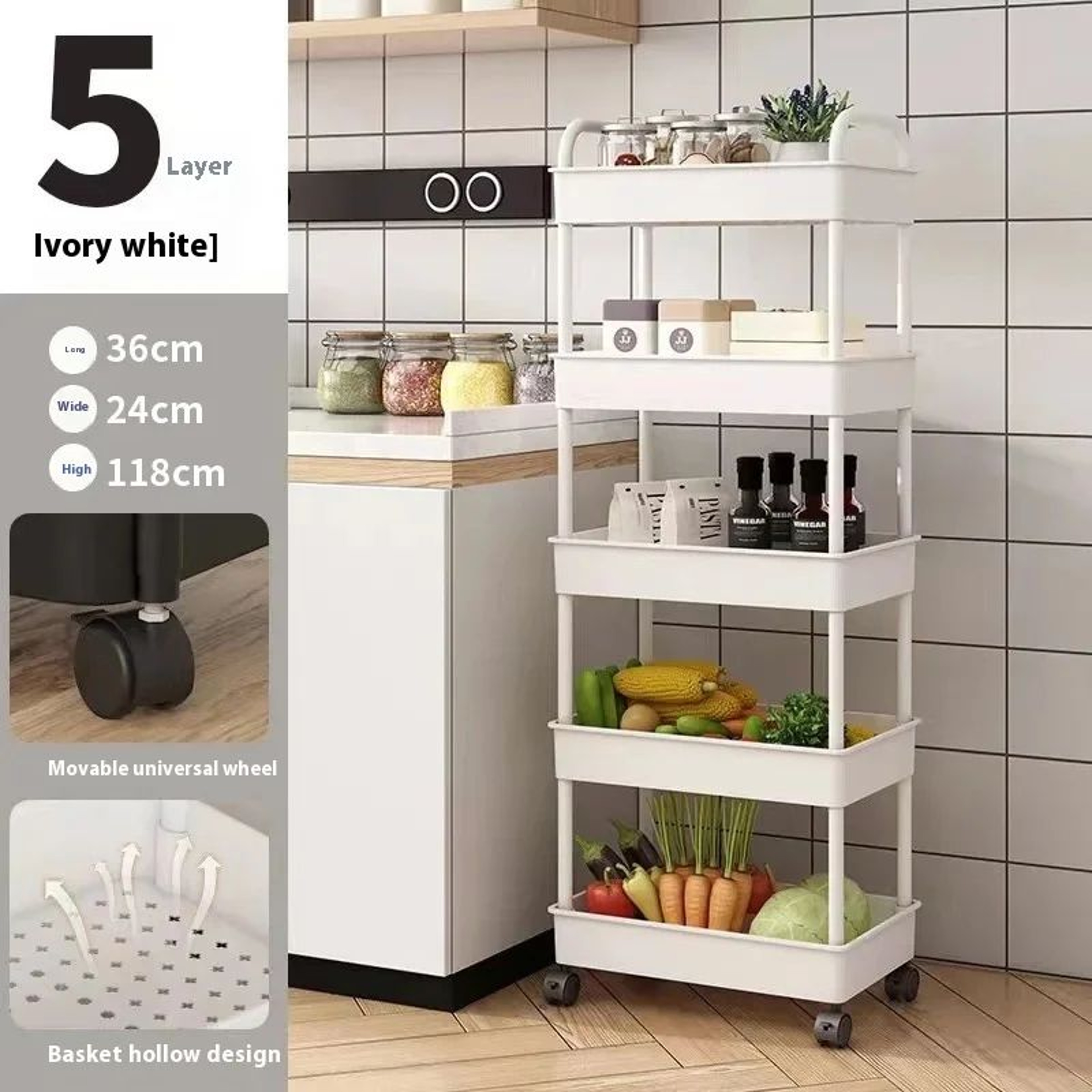 35 Layer Rolling Storage Trolley Cart With Wheels Organizer 13