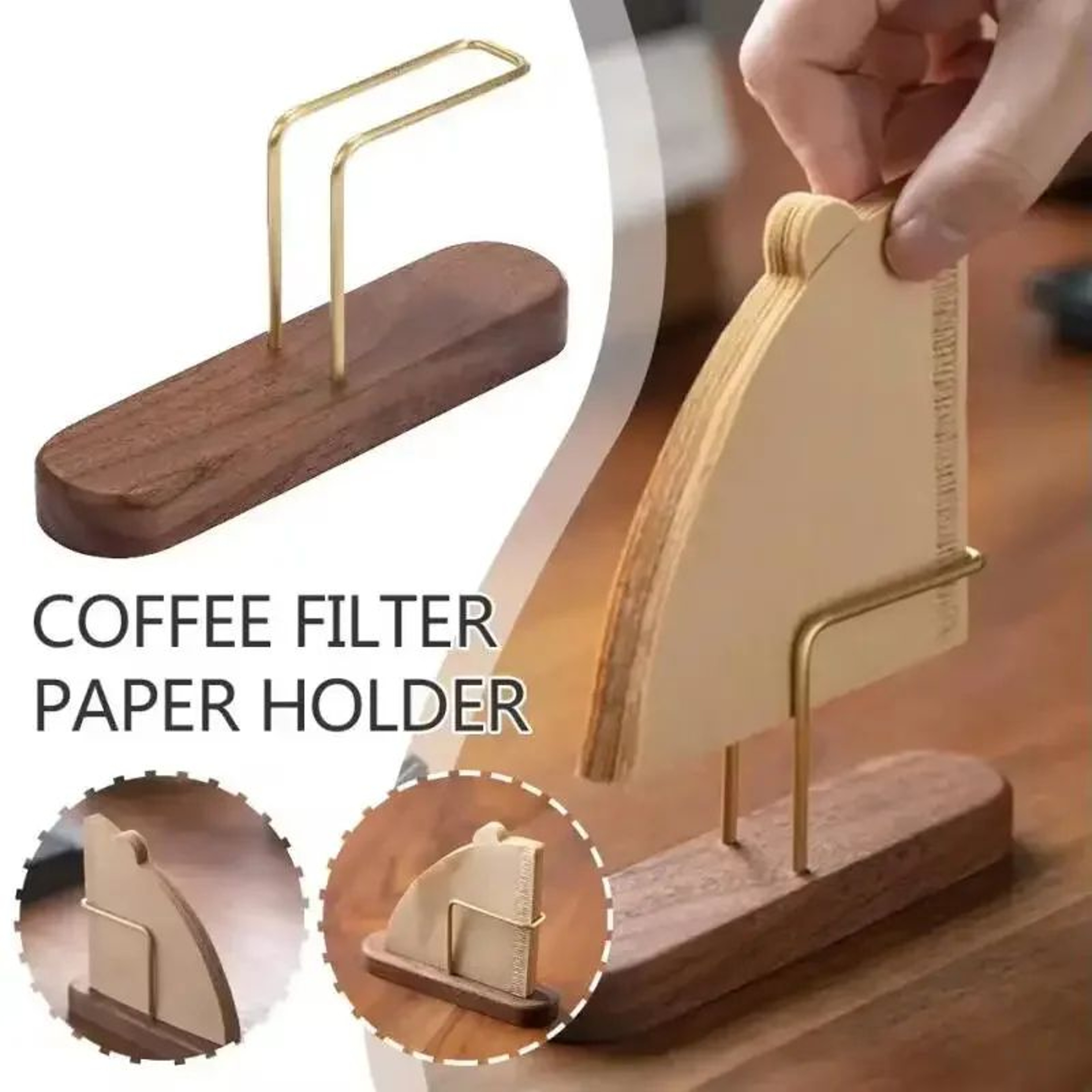 Wooden Coffee Filter Paper Holder Vertical Storage Rack 1