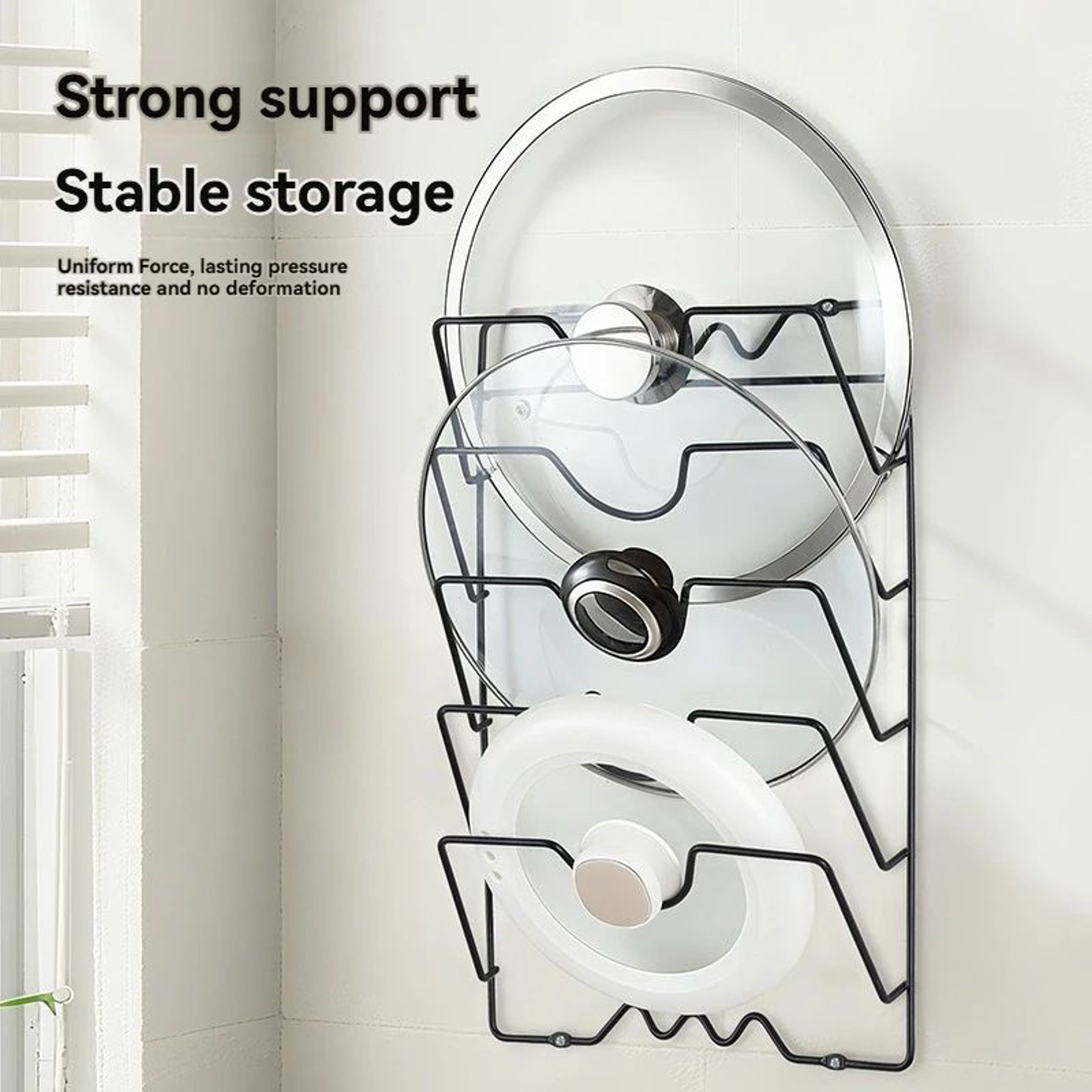 Wall Mounted Pot Lid Rack Five Layer Kitchen Organizer 0