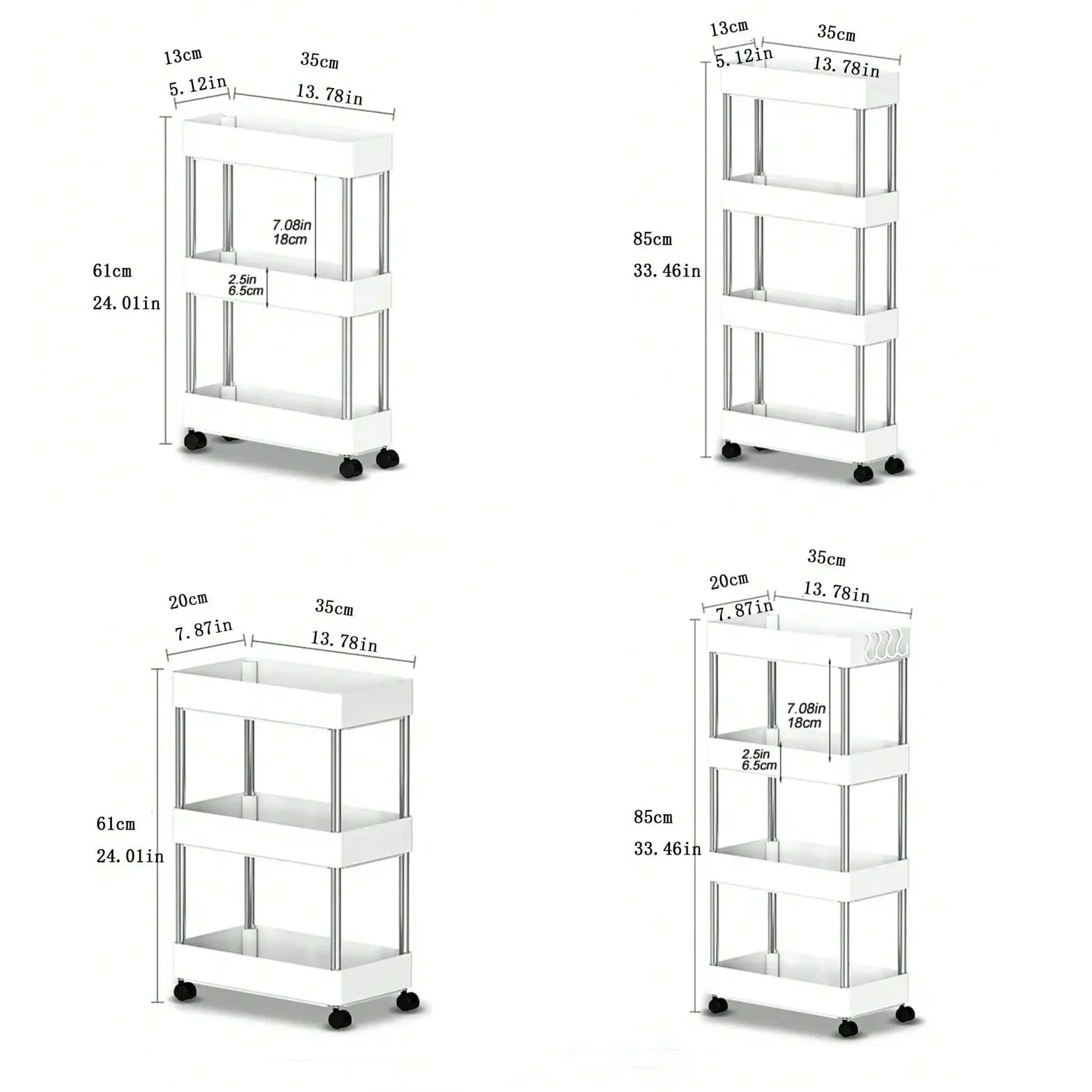 Slim Rolling Storage Cart 3 Tier Gap Organizer Rack 5