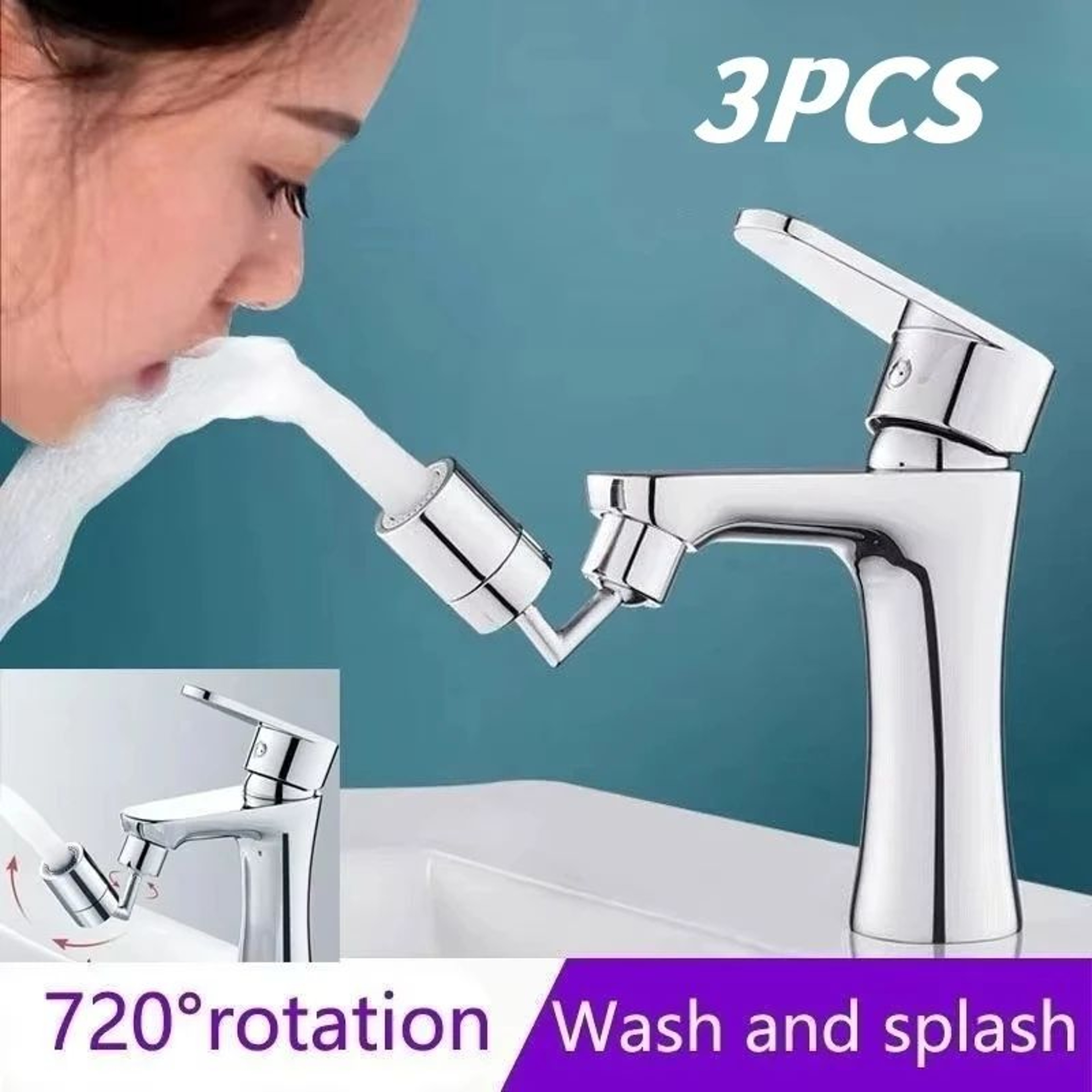 720 Degree Rotating Faucet Extender Splash Proof Aerator 2