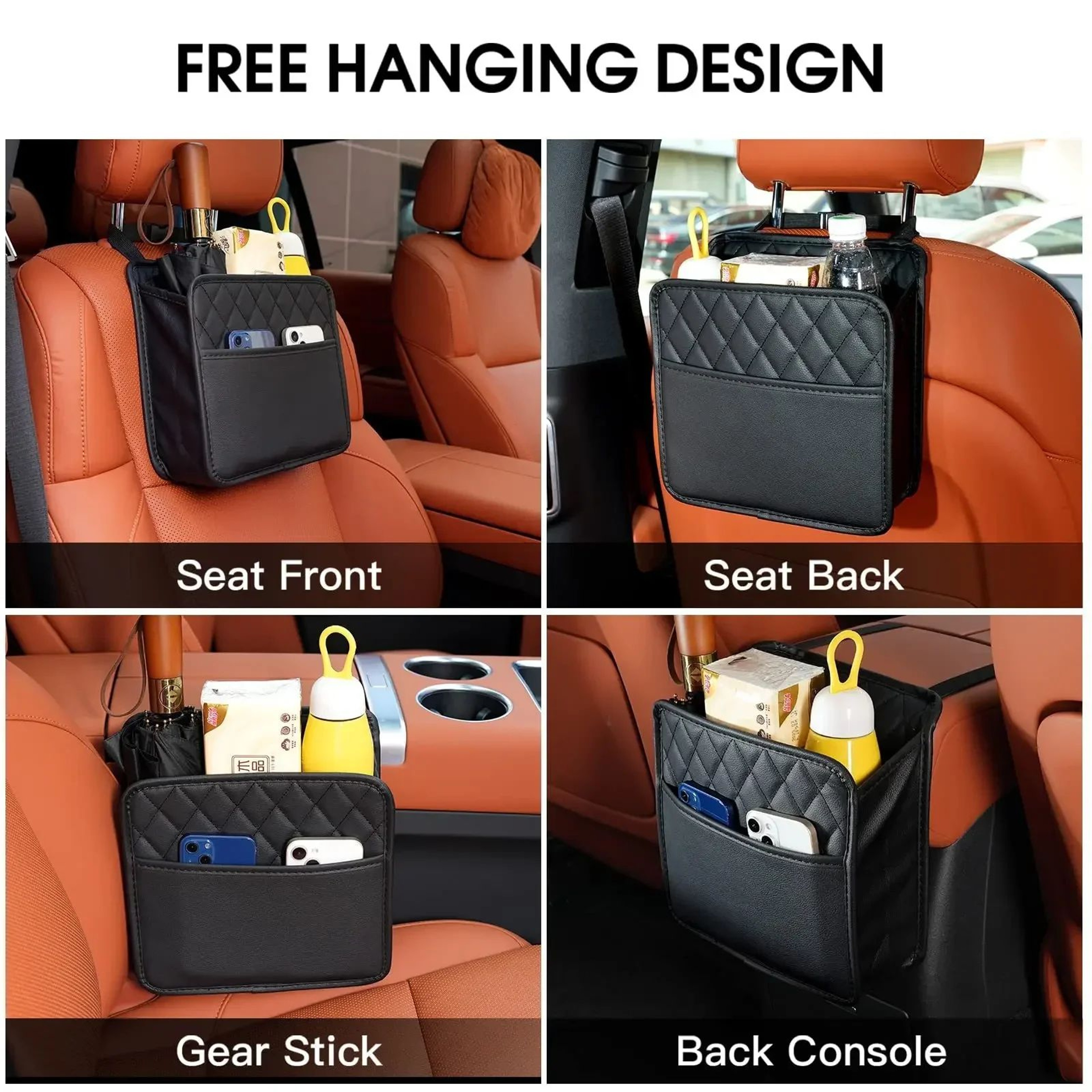 Multi Functional Car Seat Back Organizer Leather Storage Bag 3