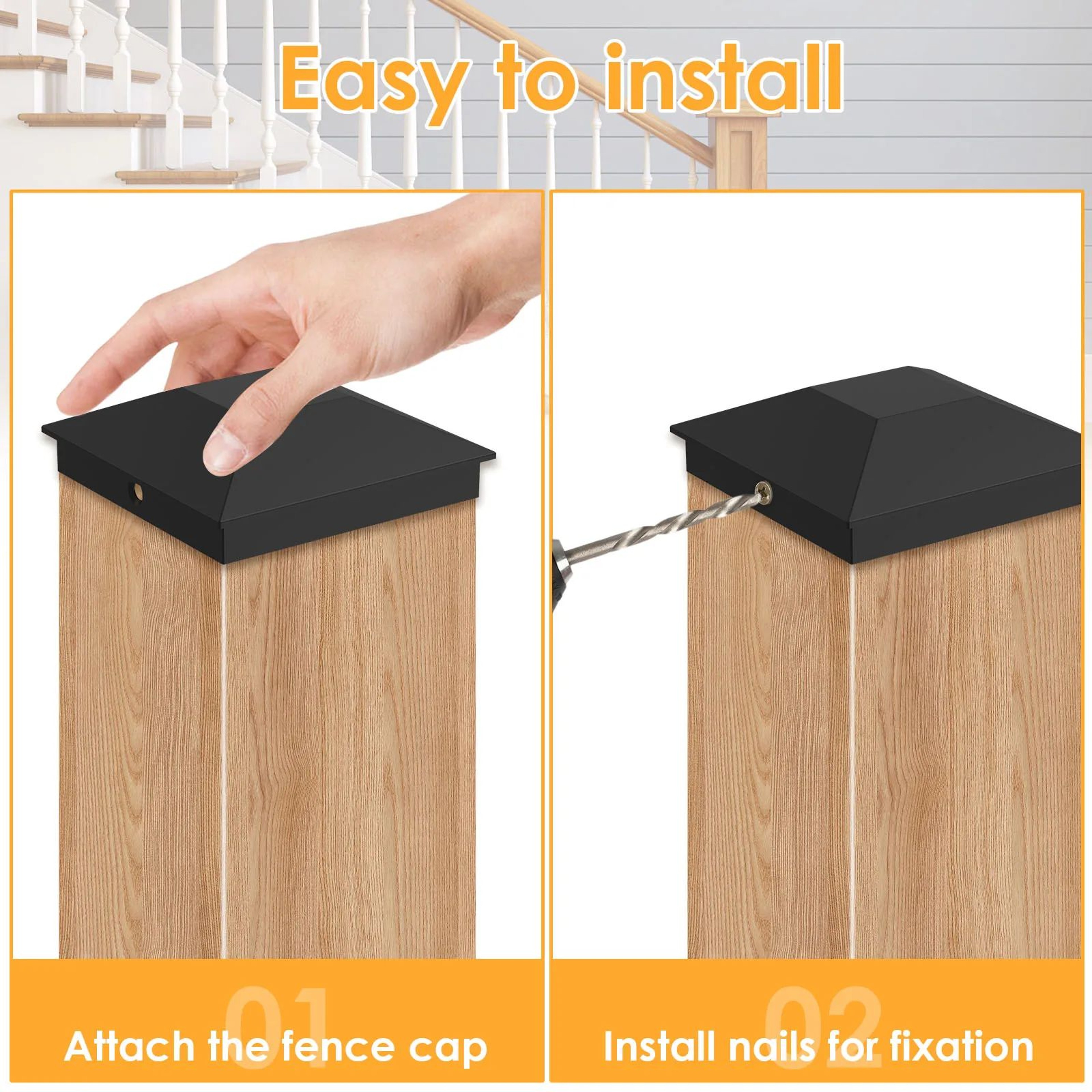 12pcs Fence Post Caps Plastic Deck Post Covers Waterproof 4