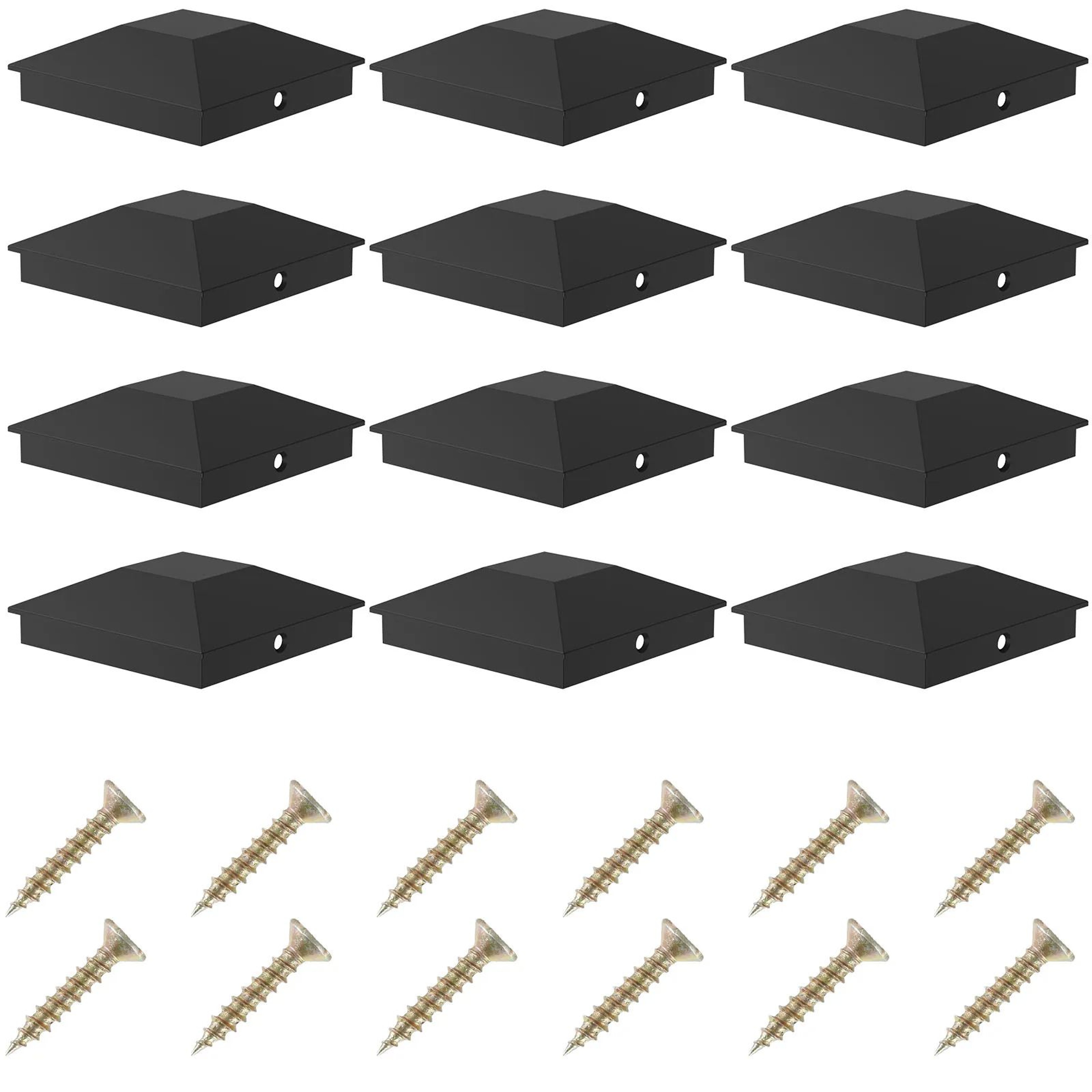 12pcs Fence Post Caps Plastic Deck Post Covers Waterproof 6