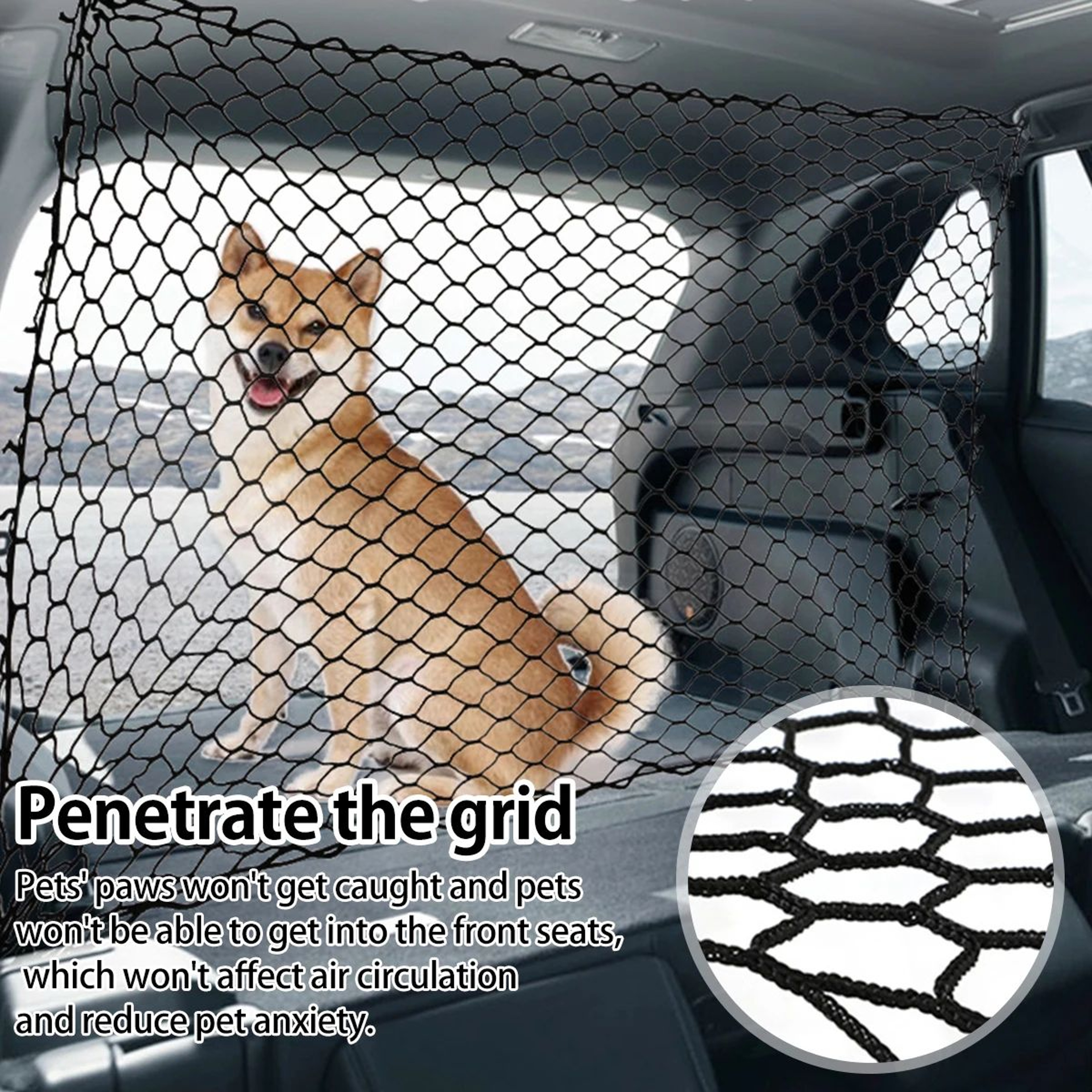 Universal Pet Car Barrier Net For Dogs Foldable Elastic Safety Fence 1