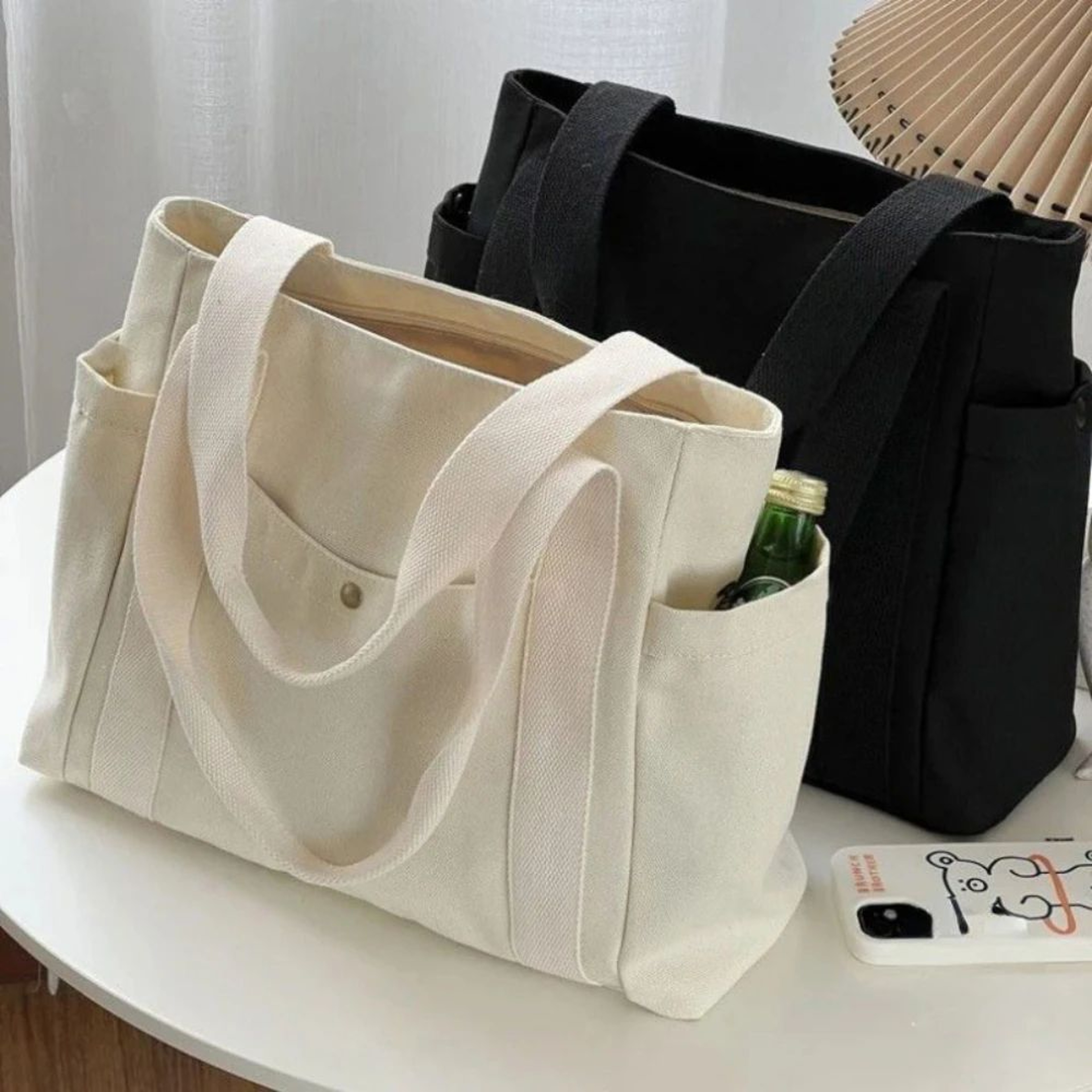 Large Capacity Canvas Tote Bag For Work College Shopping Shoulder Bag 1