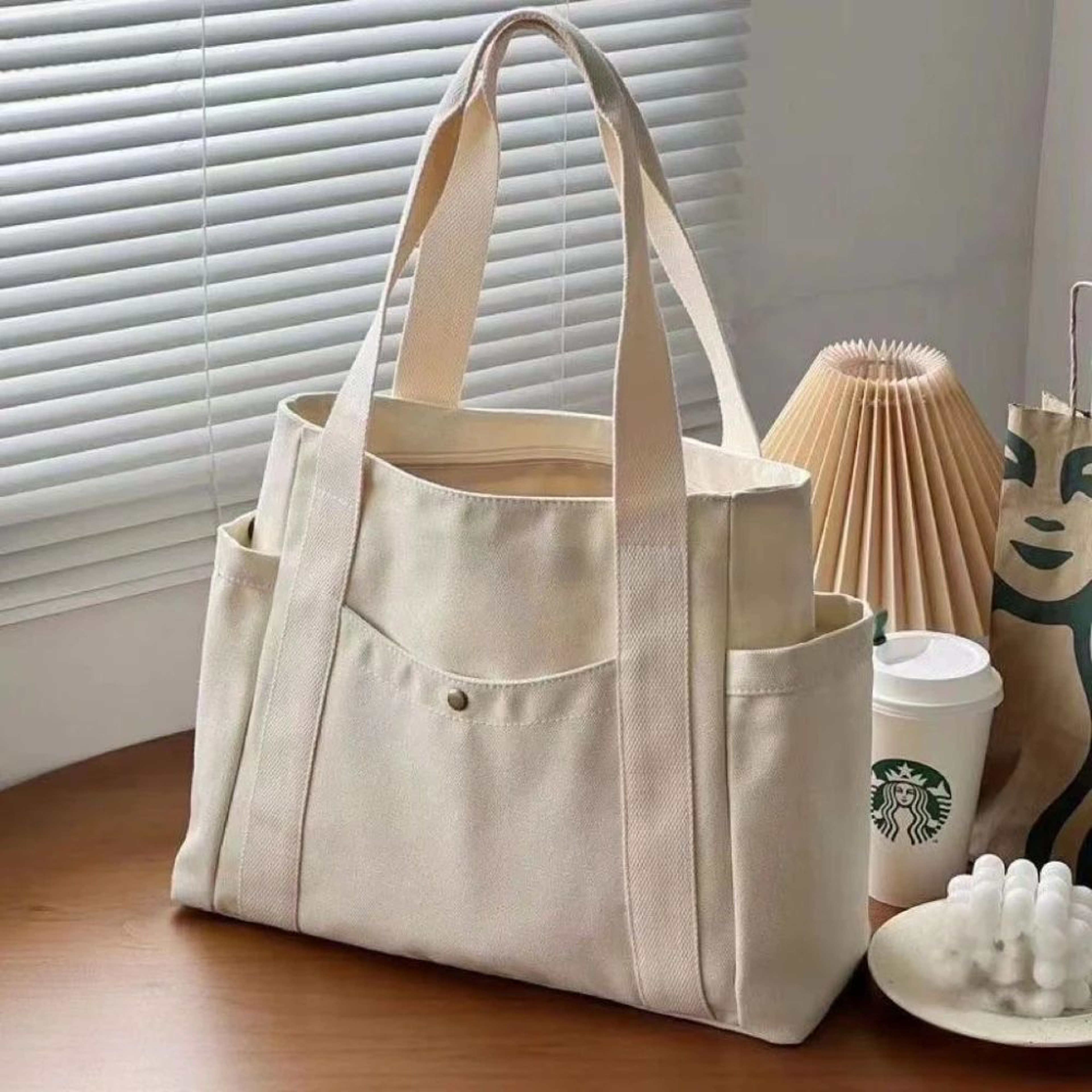 Large Capacity Canvas Tote Bag For Work College Shopping Shoulder Bag 8