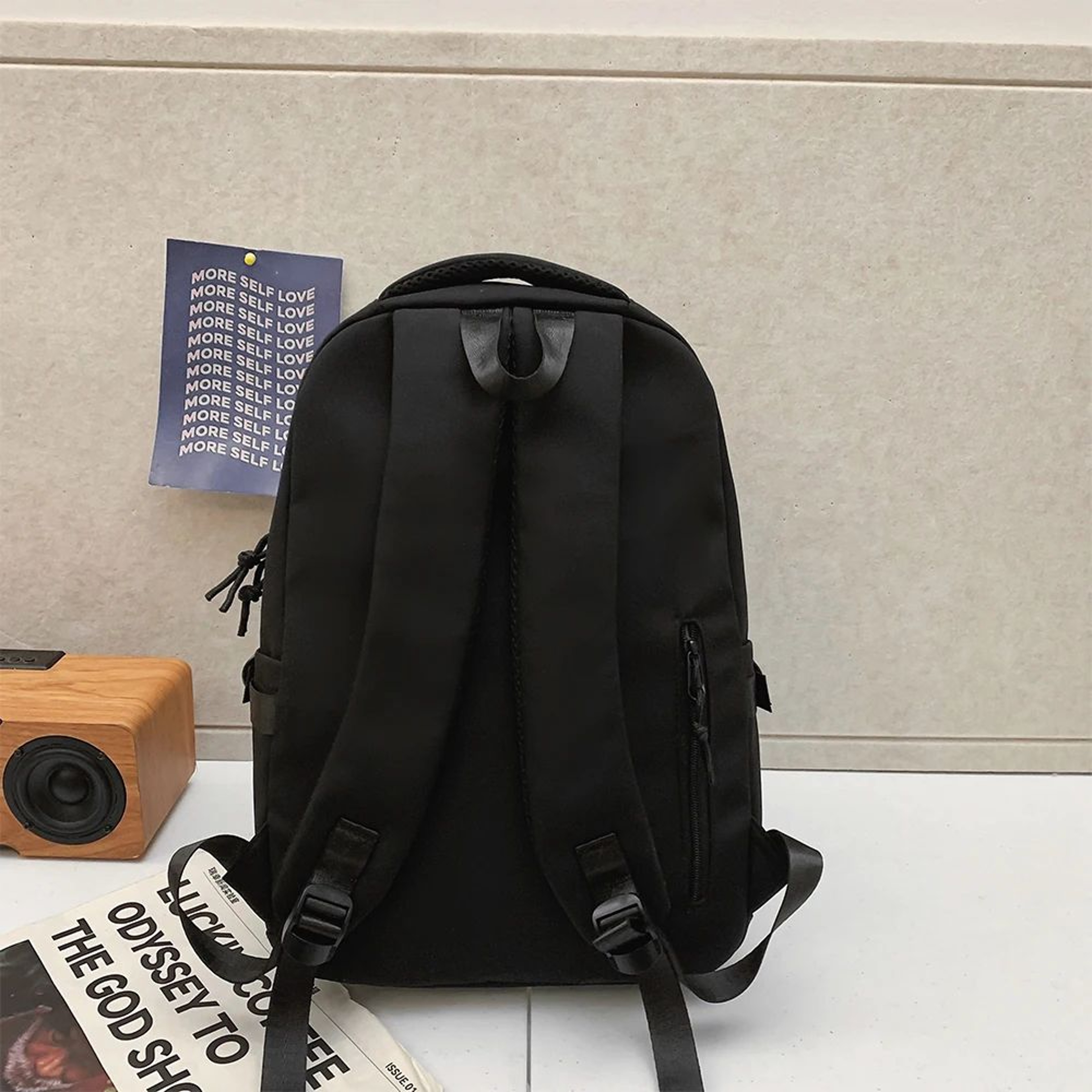 Large Capacity School Backpack Simple Black Travel Bag For Students 1