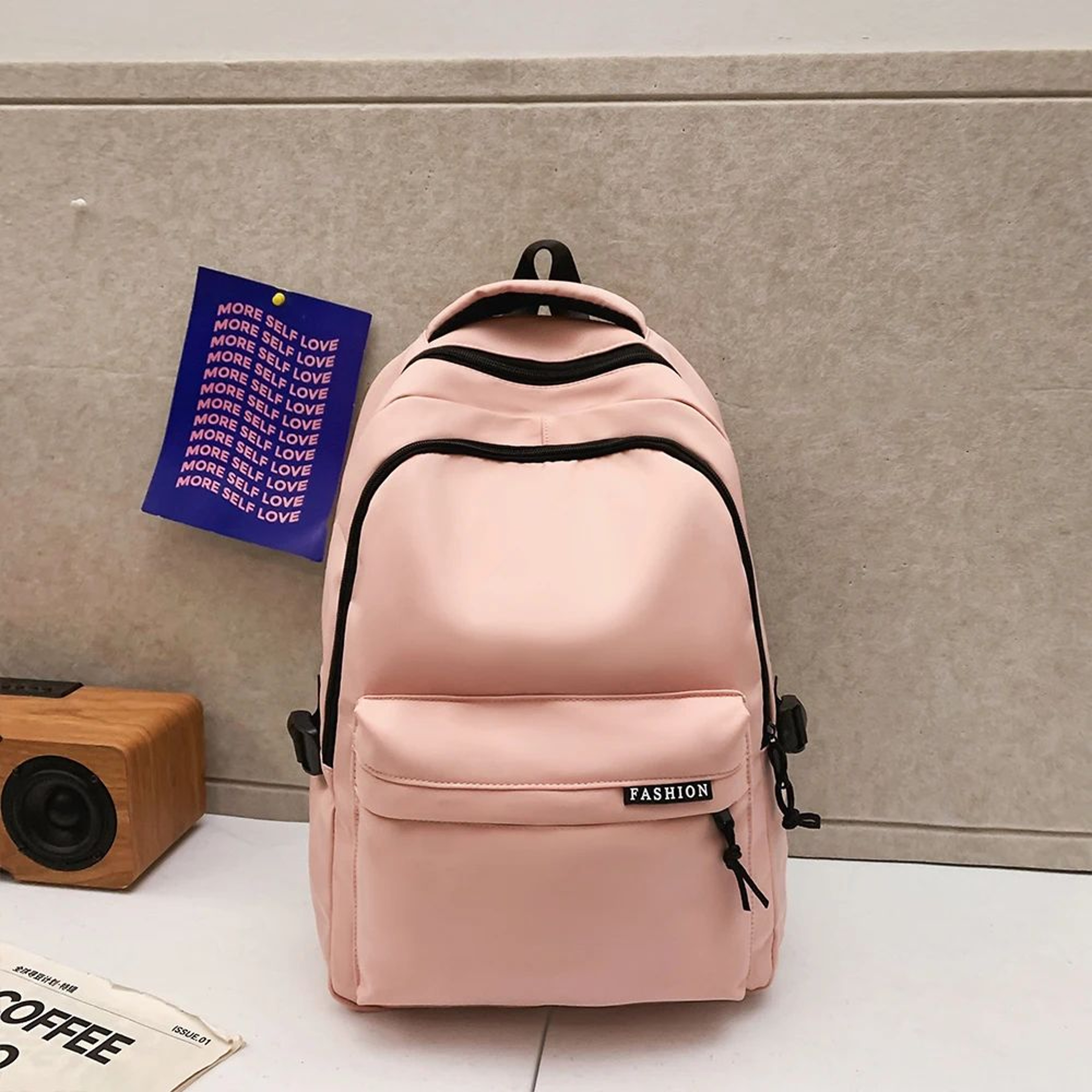 Large Capacity School Backpack Simple Black Travel Bag For Students 16