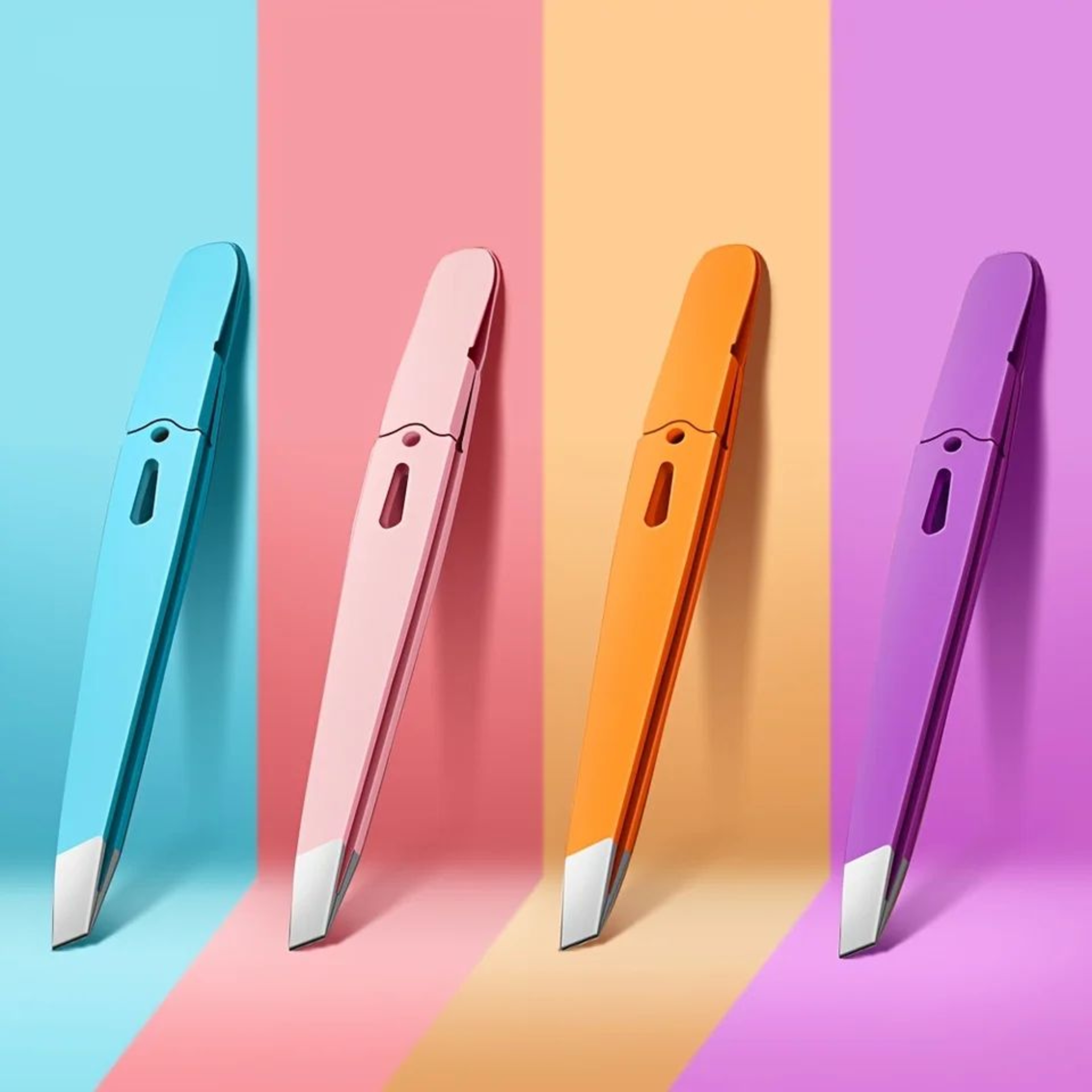 Stainless Steel Eyebrow Tweezers Slanted Tip Precision Hair Removal Tool 0