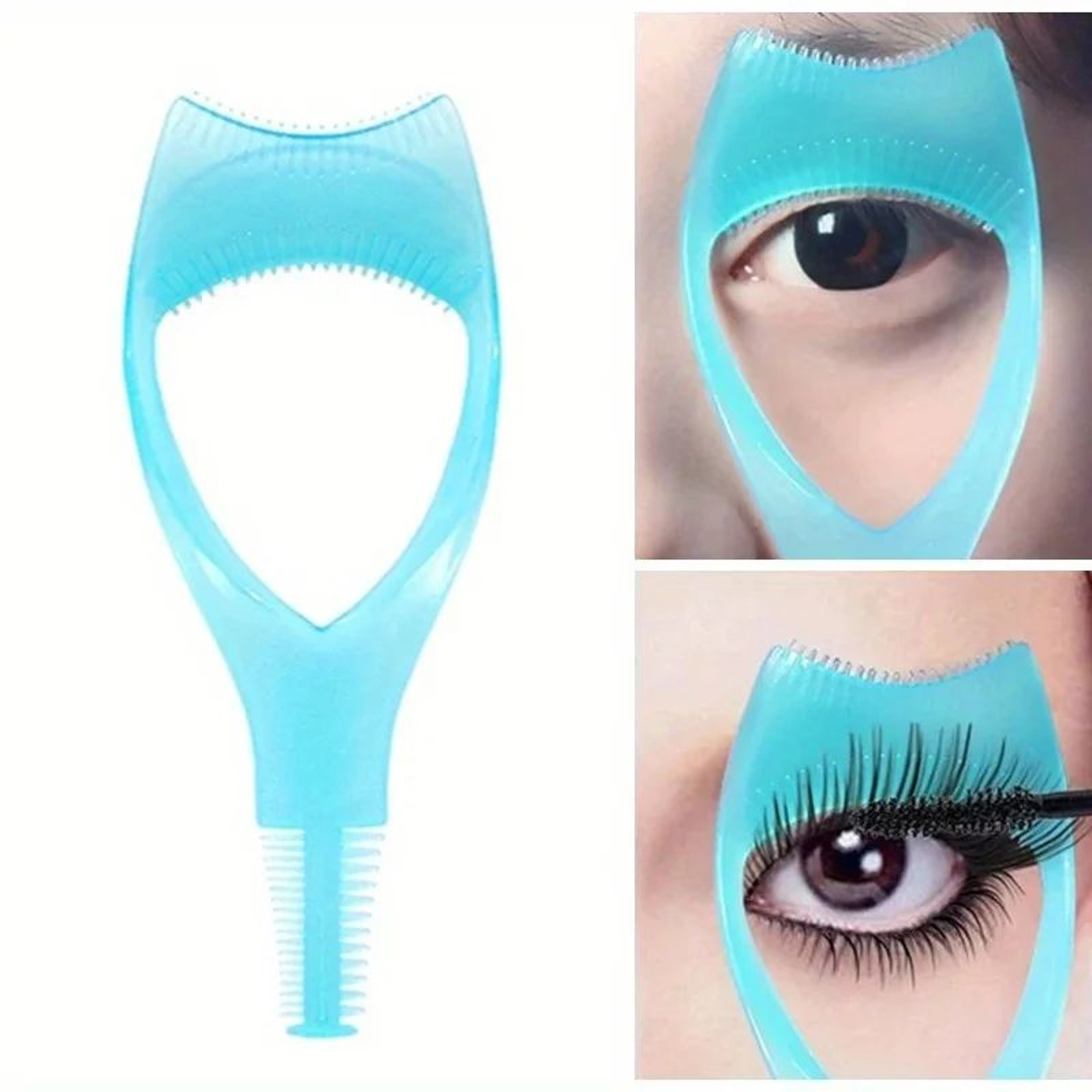3 In 1 Mascara Applicator Tool Eyeliner Guide Eyelash Curler Guard 0