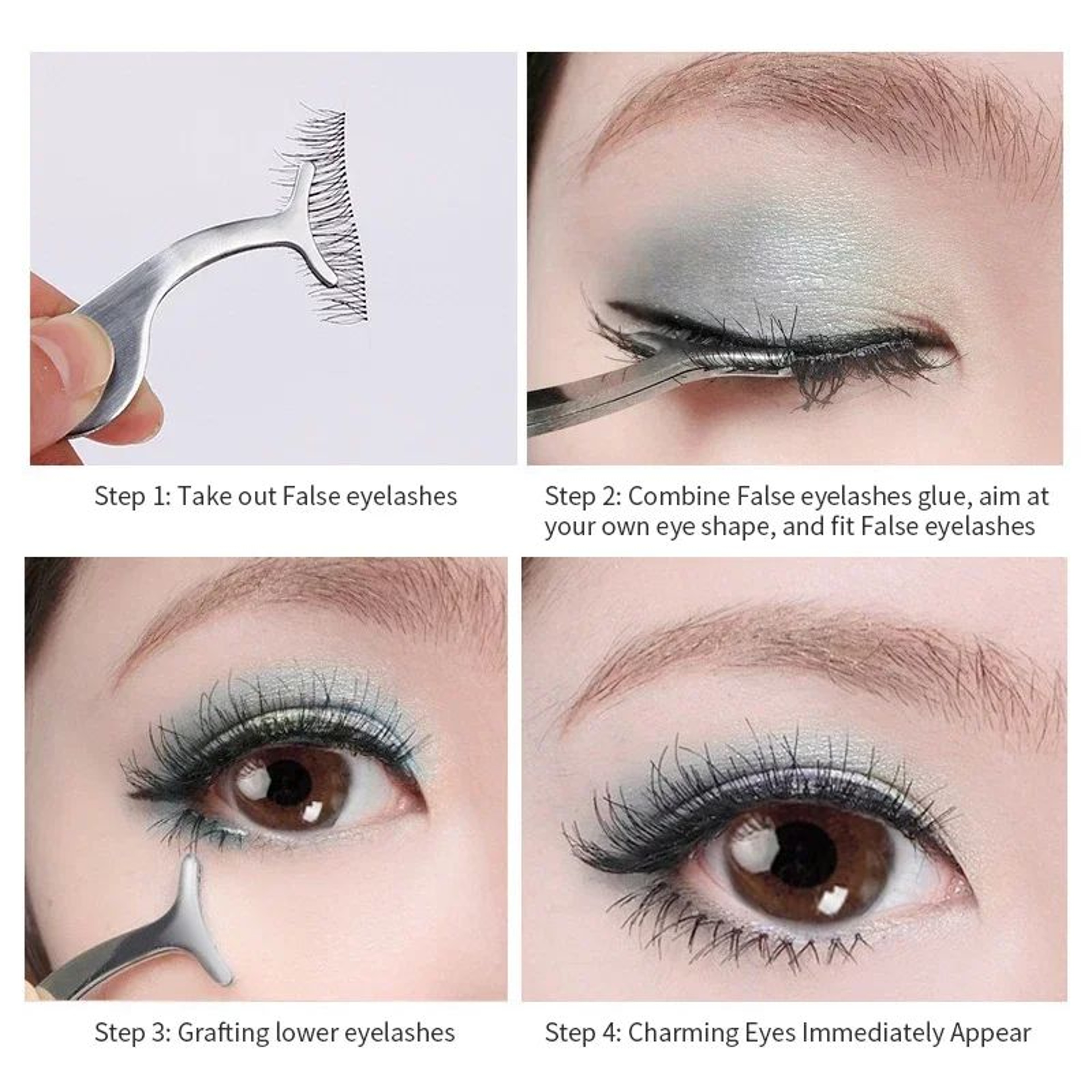 False Eyelash Applicator Tweezer Precision Lash Curler Makeup Tool 5