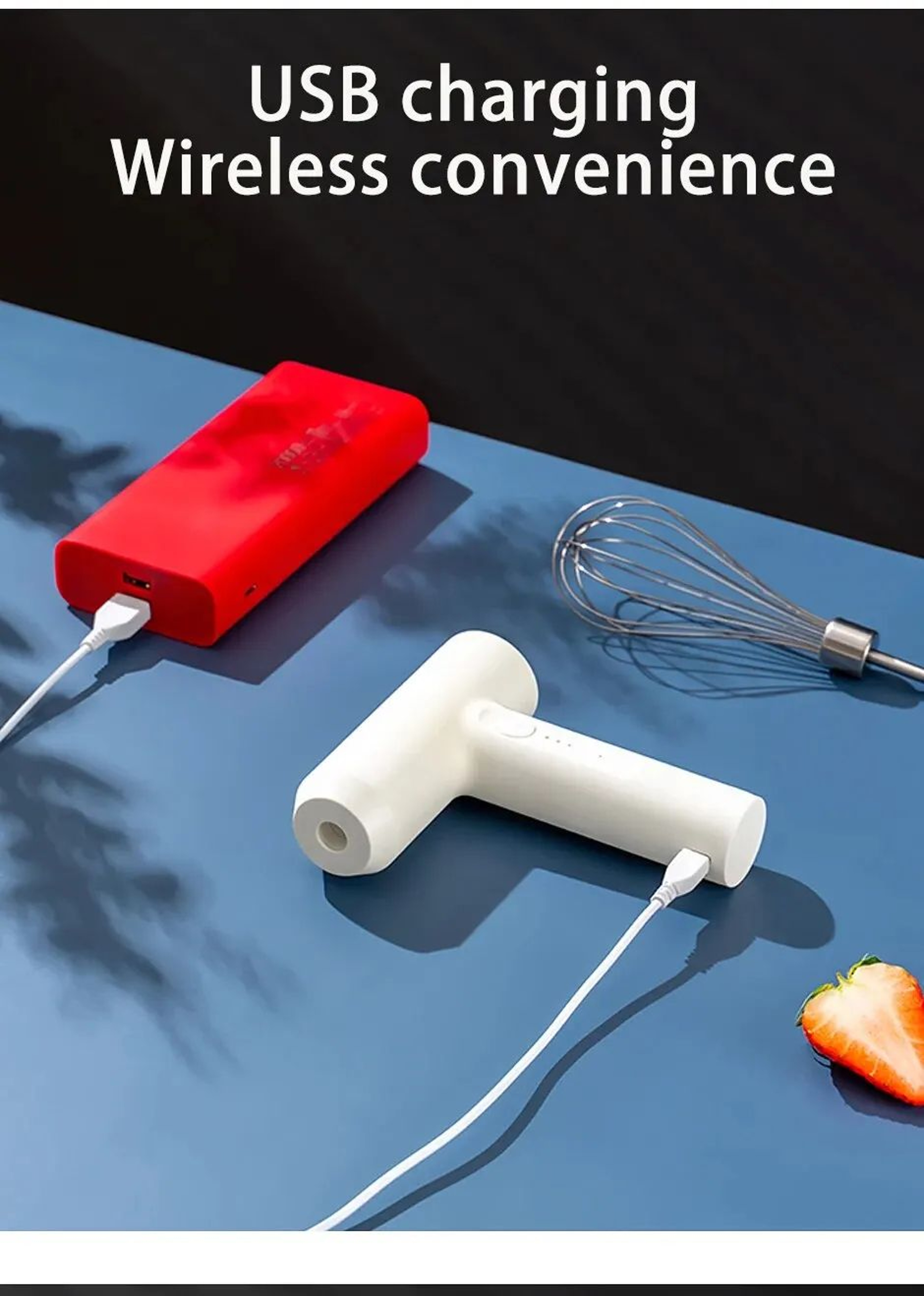 Wireless Electric Hand Mixer Portable 3 Speed Egg Beater Kitchen Tool 5