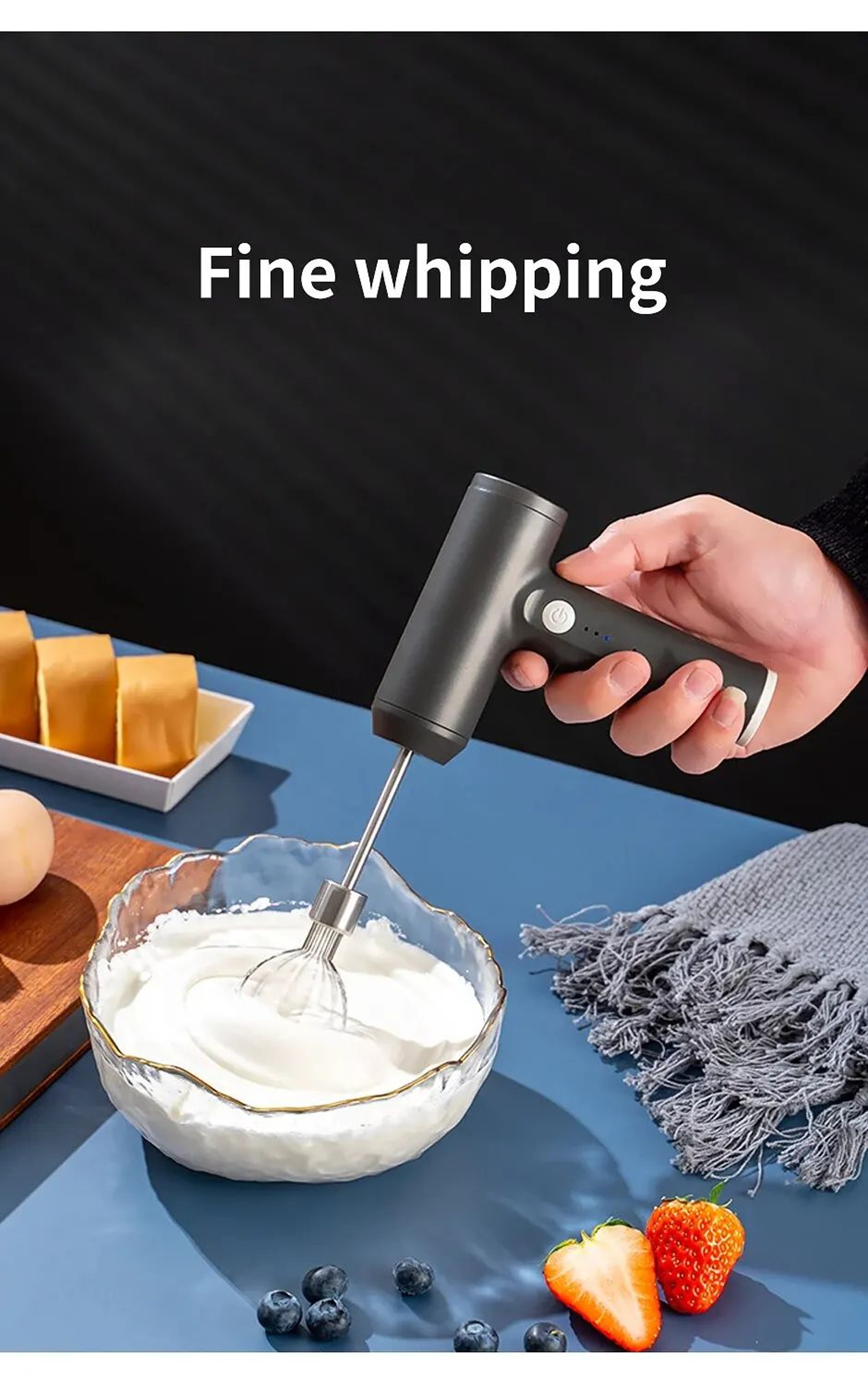 Wireless Electric Hand Mixer Portable 3 Speed Egg Beater Kitchen Tool 7