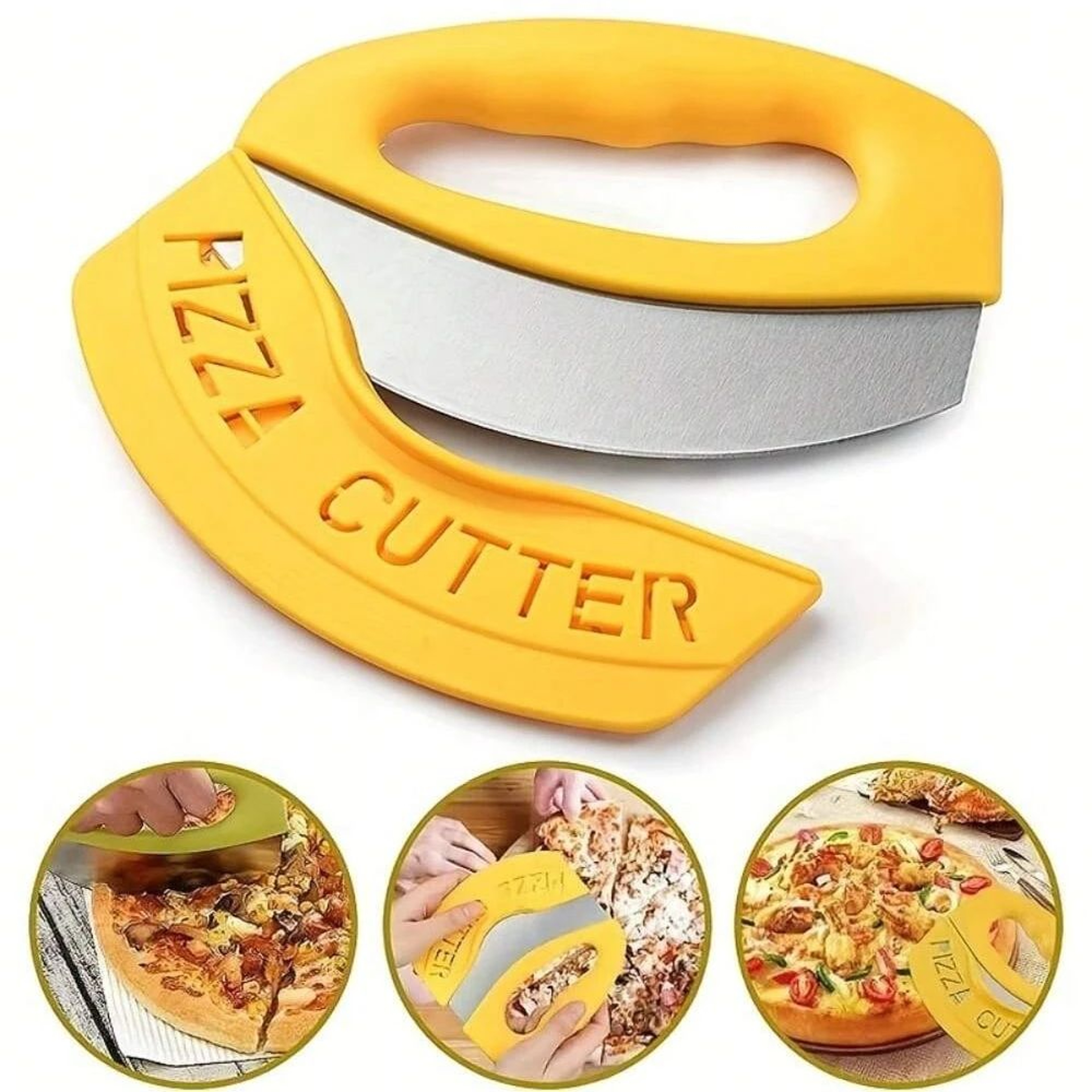 Stainless Steel Pizza Cutter Ring Knife With Safety Cover 0
