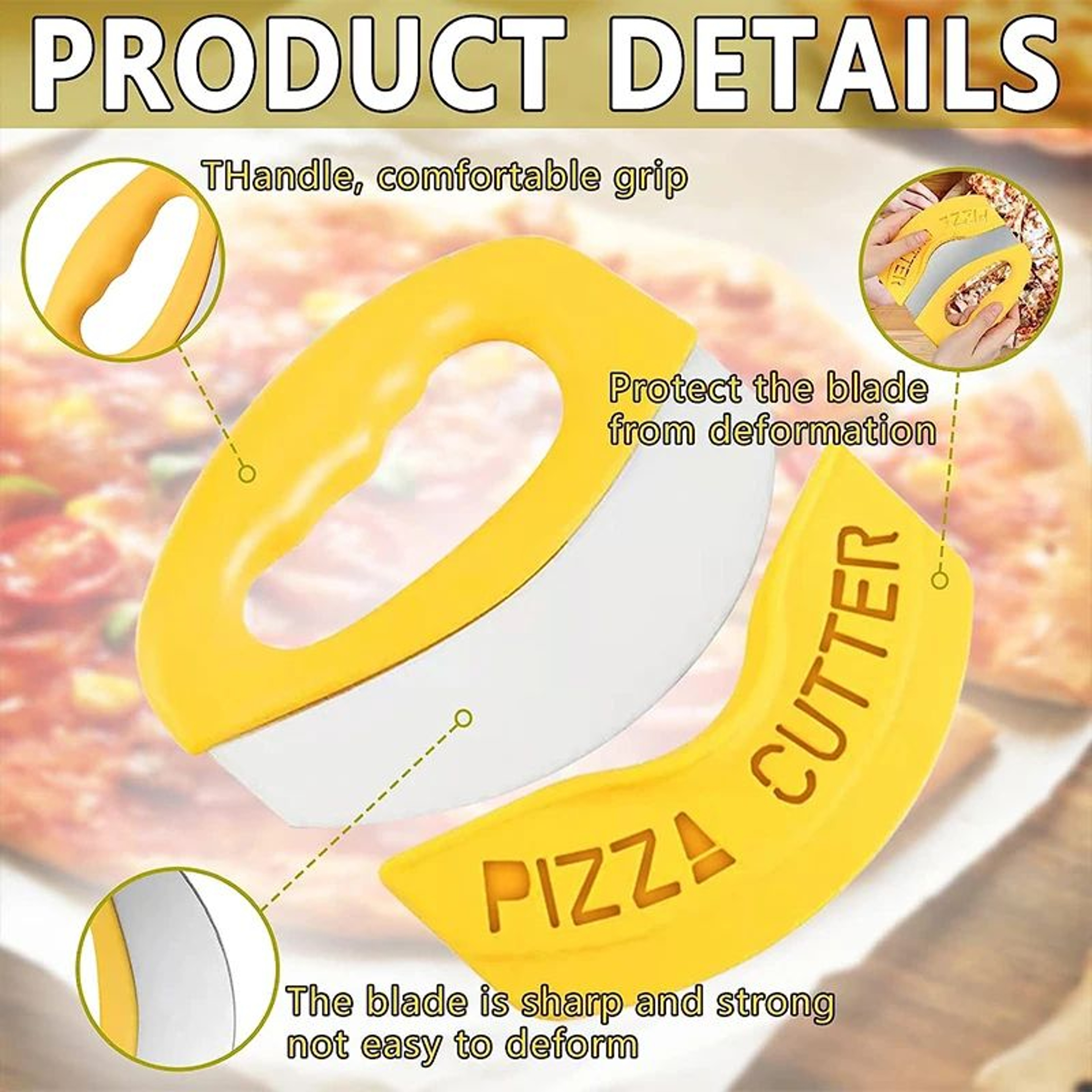 Stainless Steel Pizza Cutter Ring Knife With Safety Cover 9