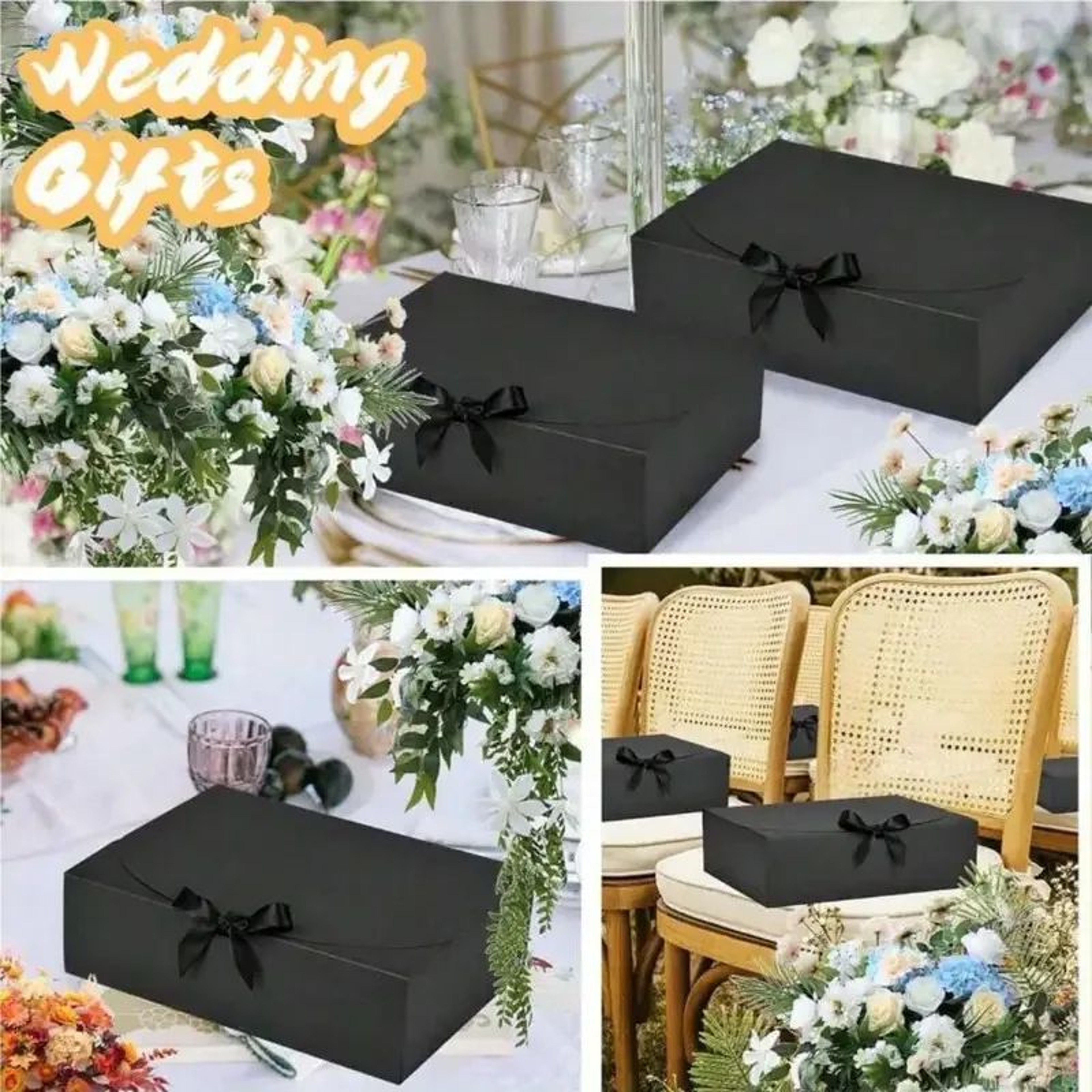 Luxury Black Gift Box With Lid And Ribbon 5