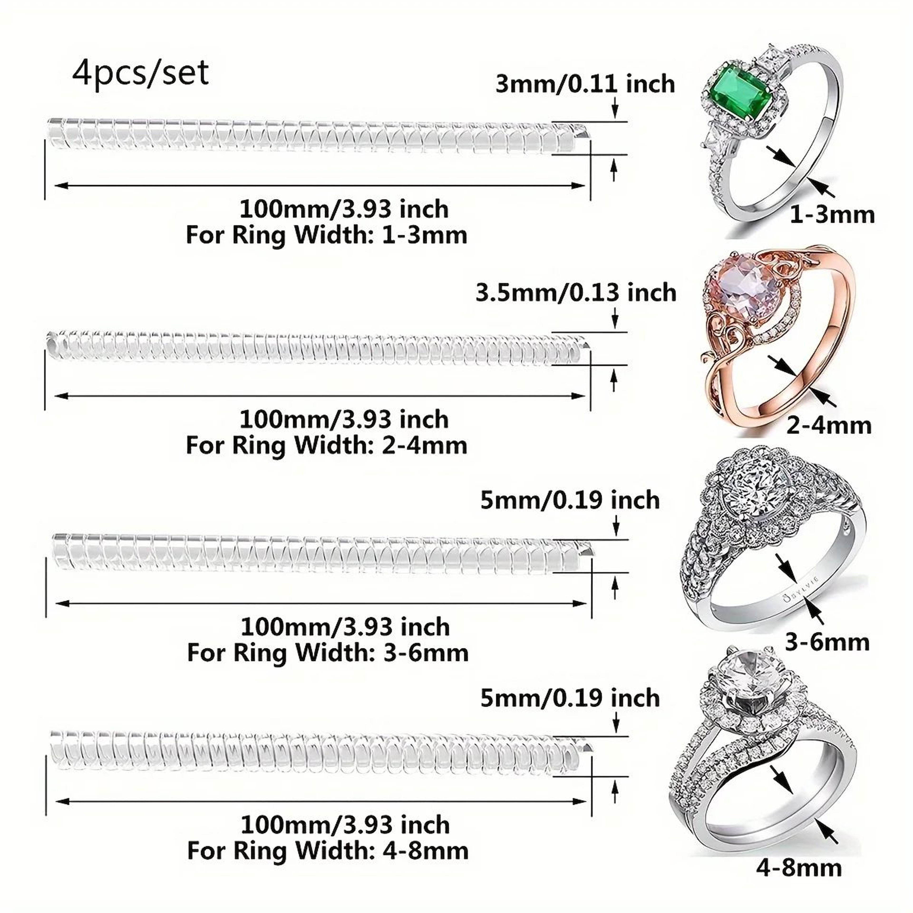 Invisible Ring Size Adjuster Set For Loose Rings 4 Pieces 4