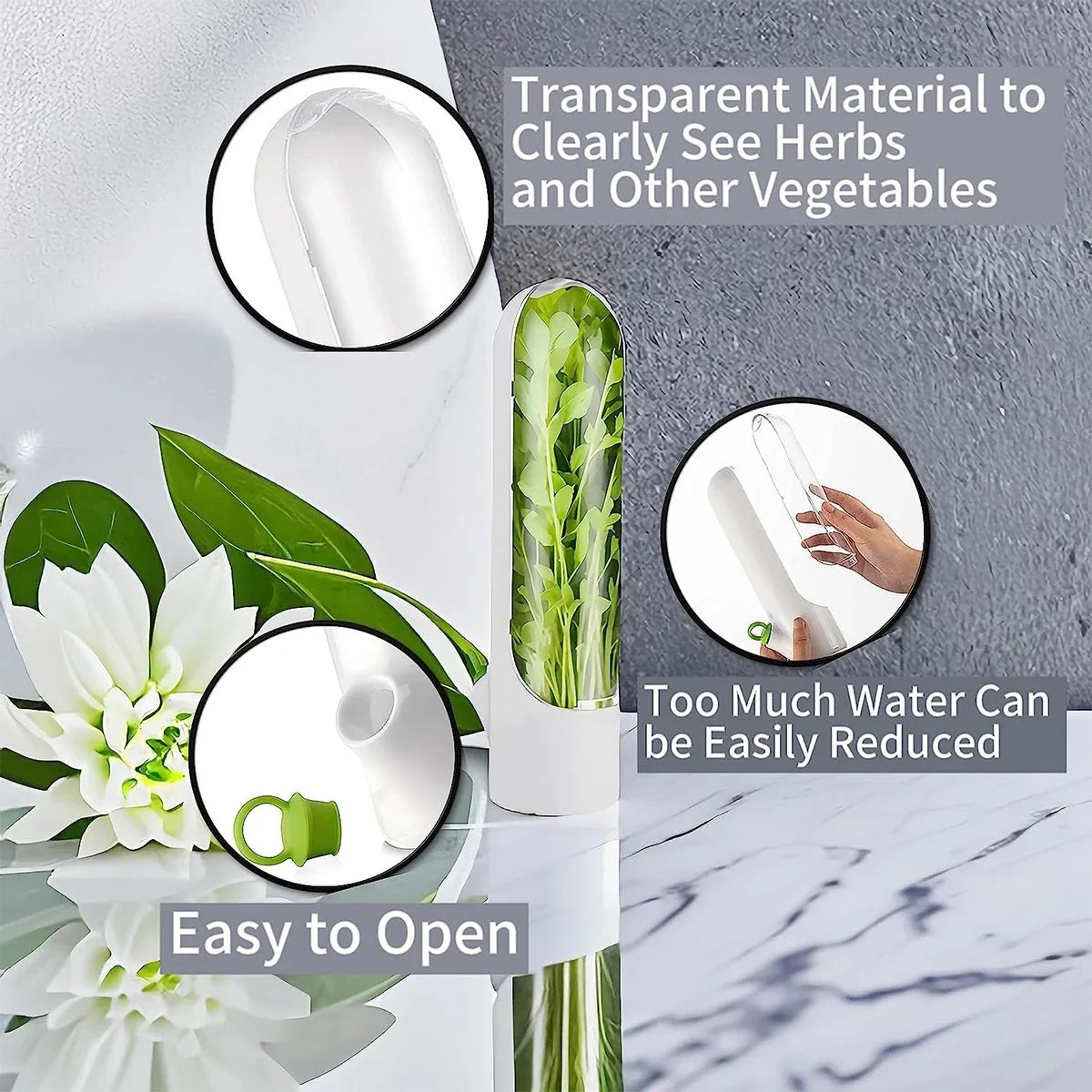 Herb Saver Storage Container Fresh Herb Keeper Bottle 9