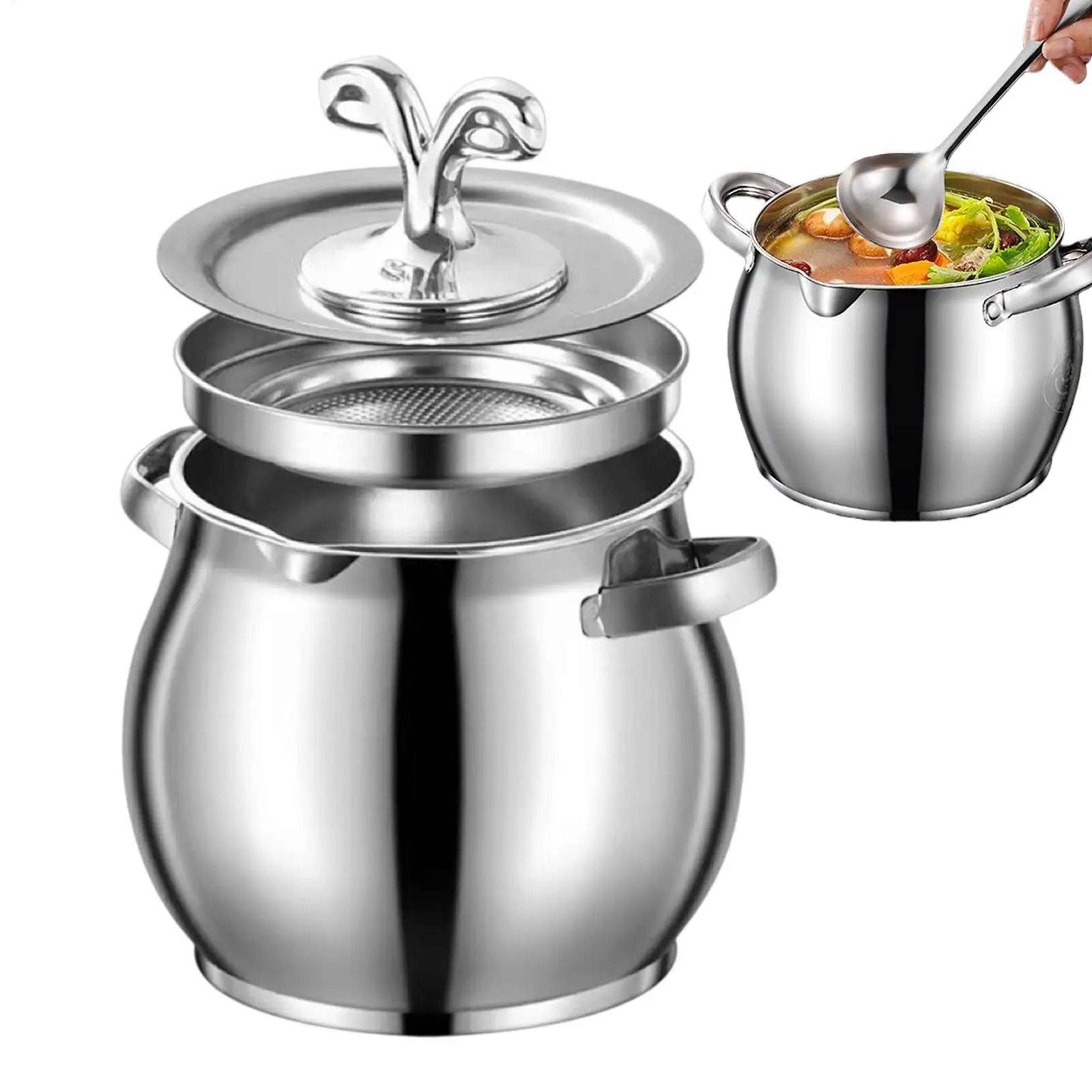 Stainless Steel Grease Container With Strainer Lid 0