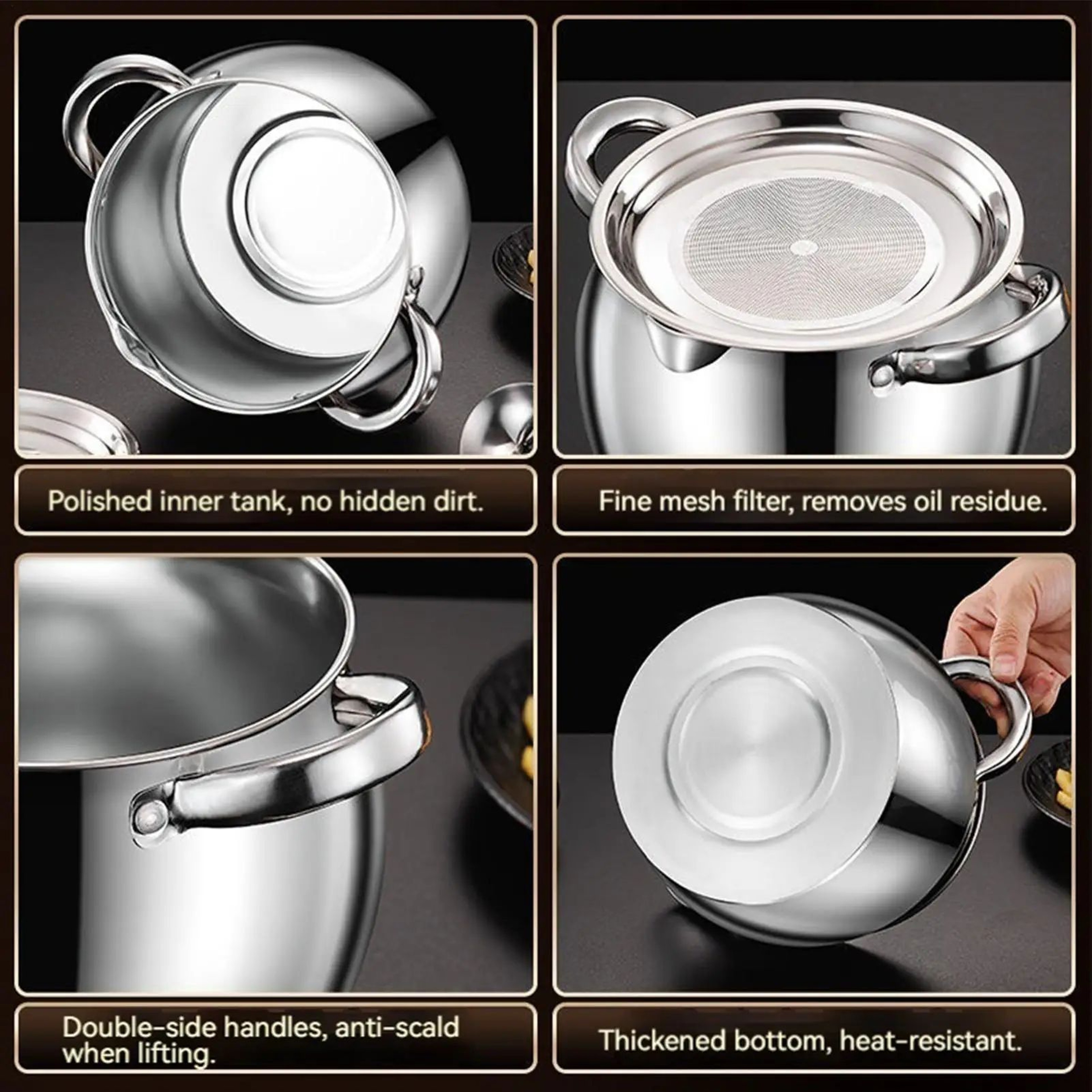 Stainless Steel Grease Container With Strainer Lid 4