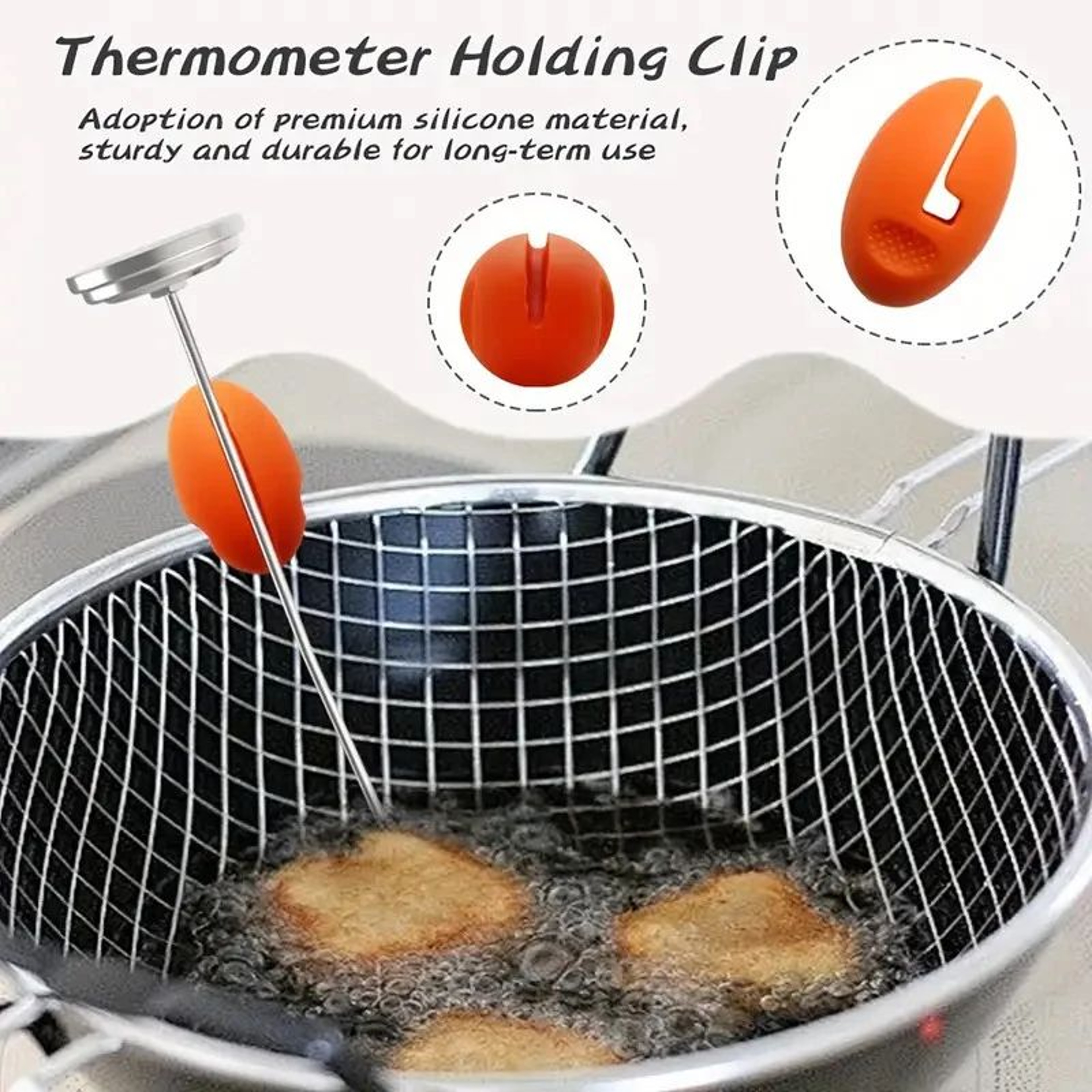 Silicone Thermometer Probe Clip For Pot Cooking 2