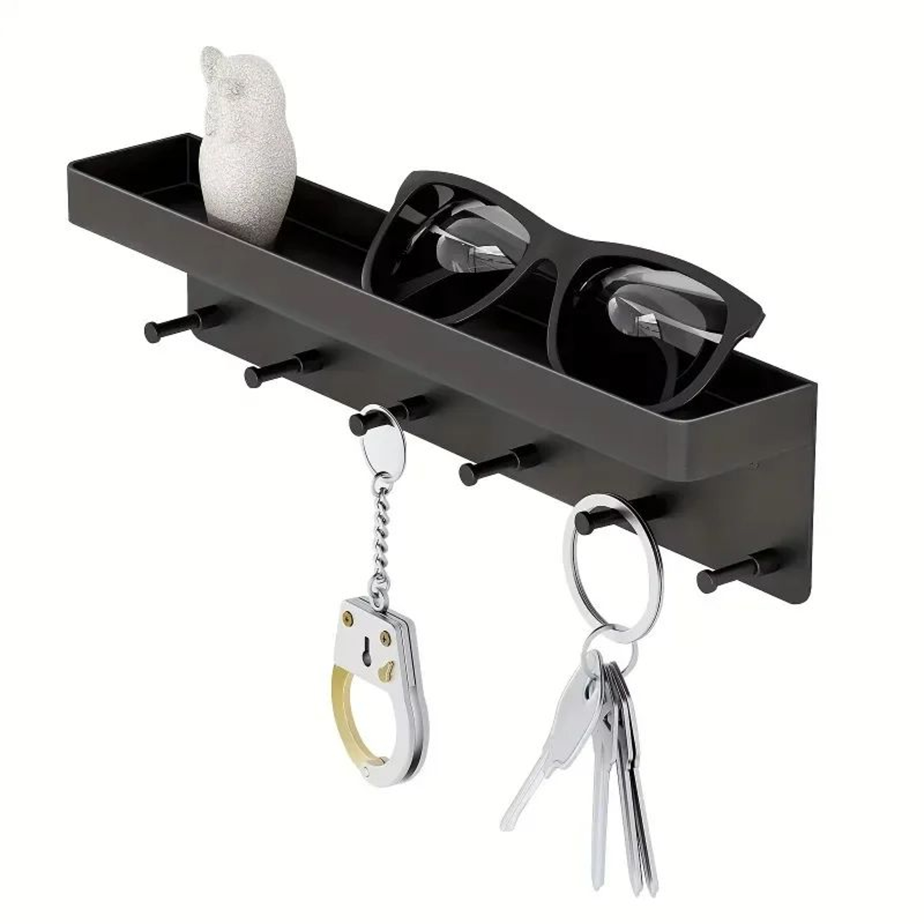 Wall Mounted Key Holder With Shelf And 6 Hooks 0