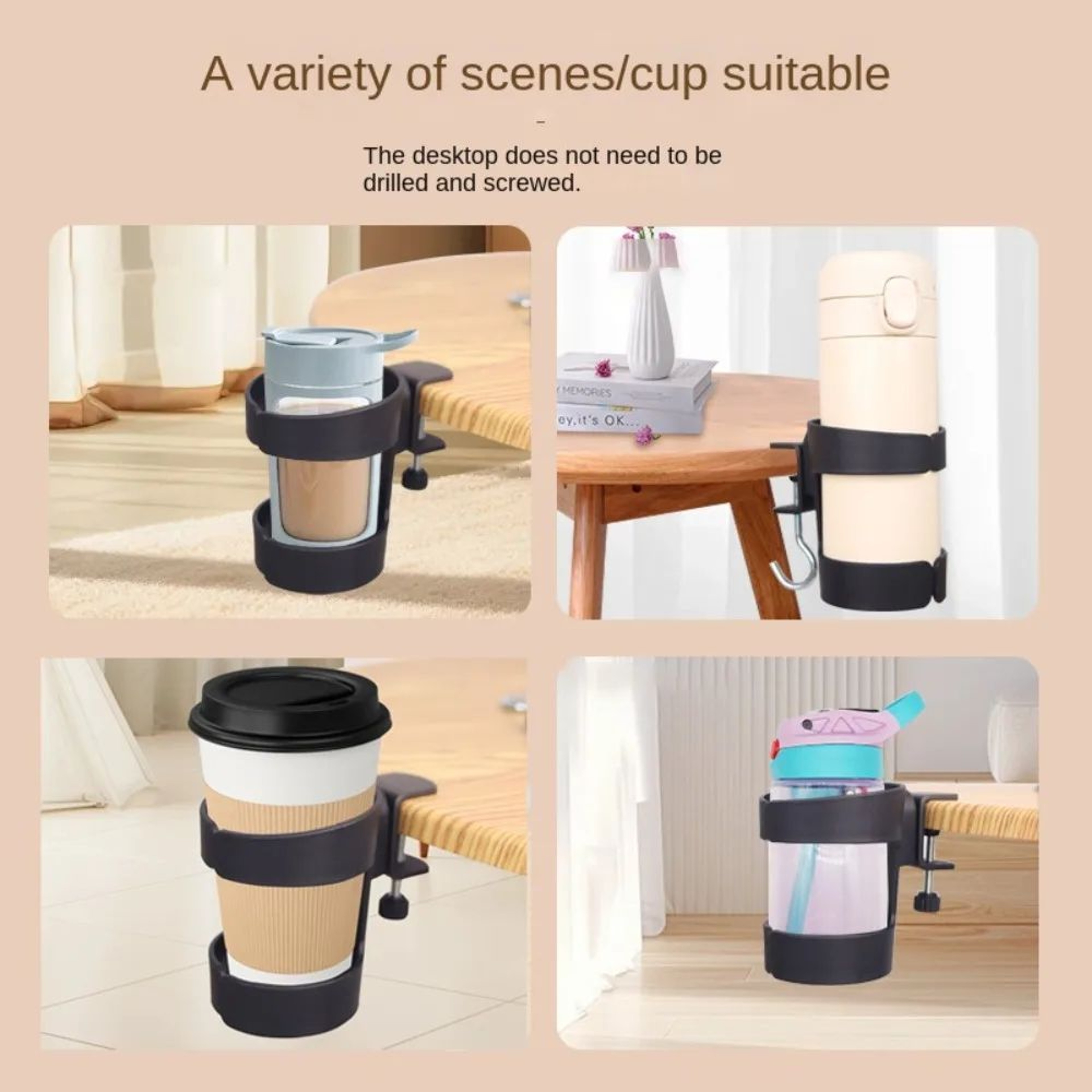 Portable Desk Cup Holder Anti Spill Table Mount Rack 4