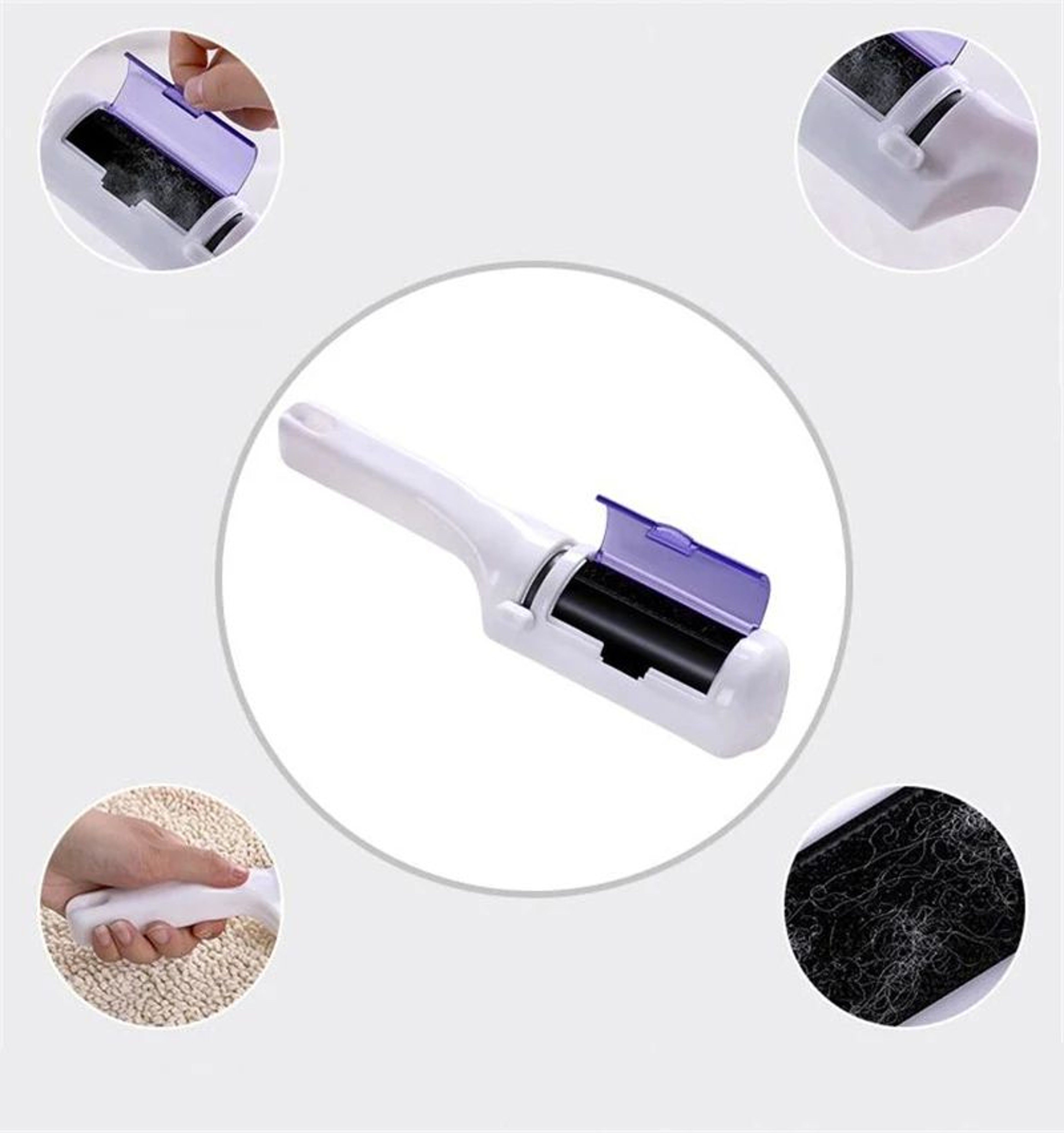 Portable Lint Roller Clothes Hair Removal Brush 11