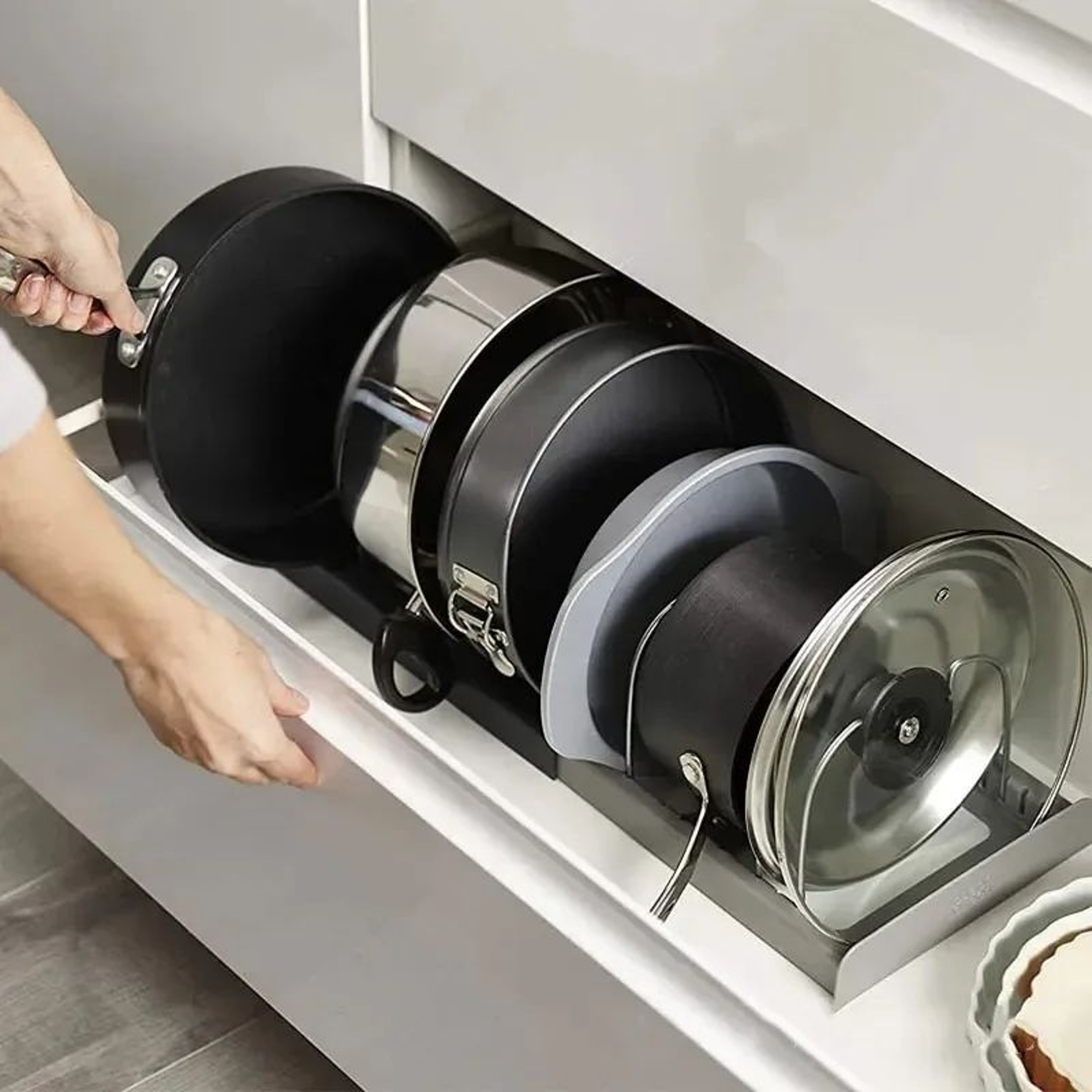 Expandable Stainless Steel Pot And Pan Organizer Rack 1