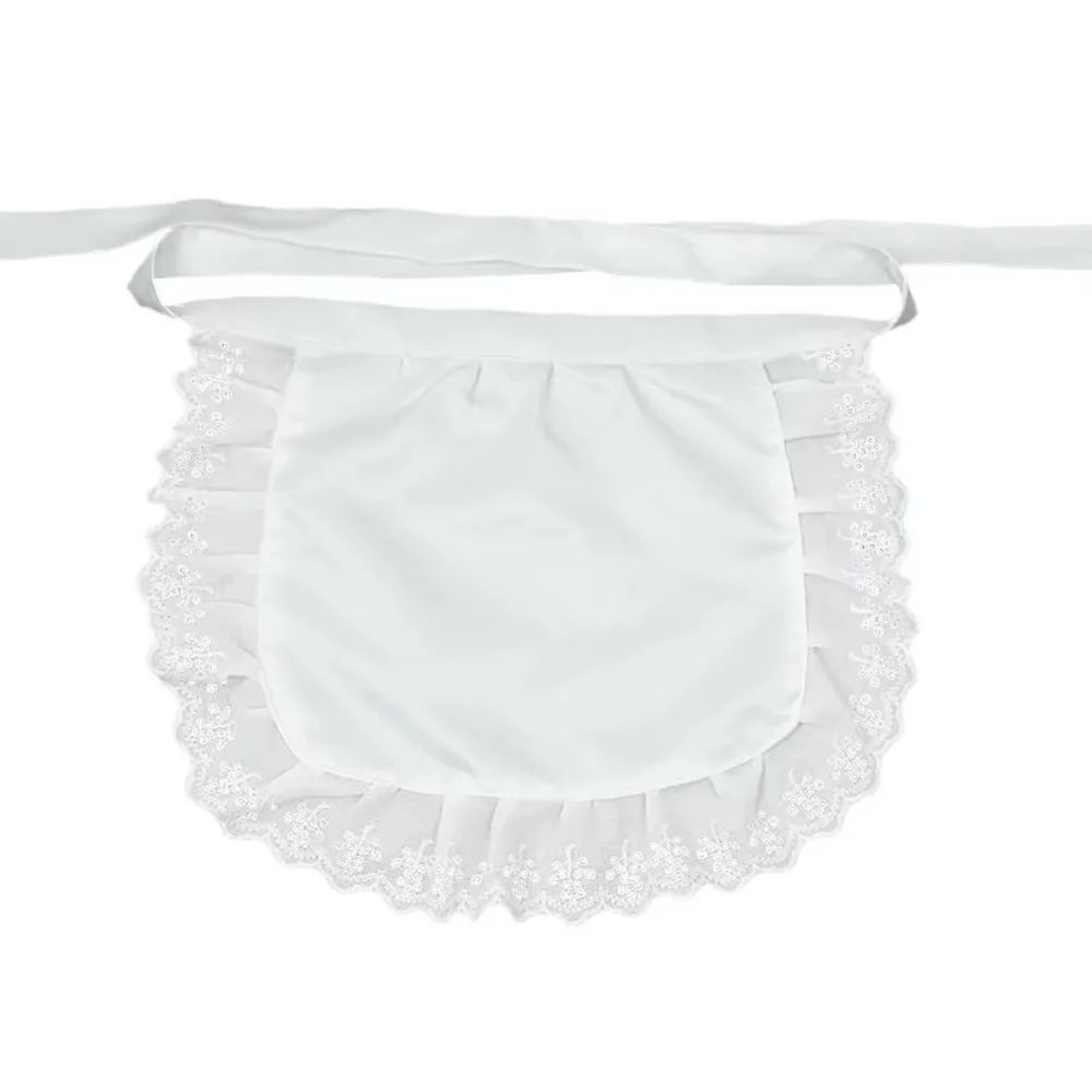 Elegant Ruffled Half Length Maid Kitchen Apron 8