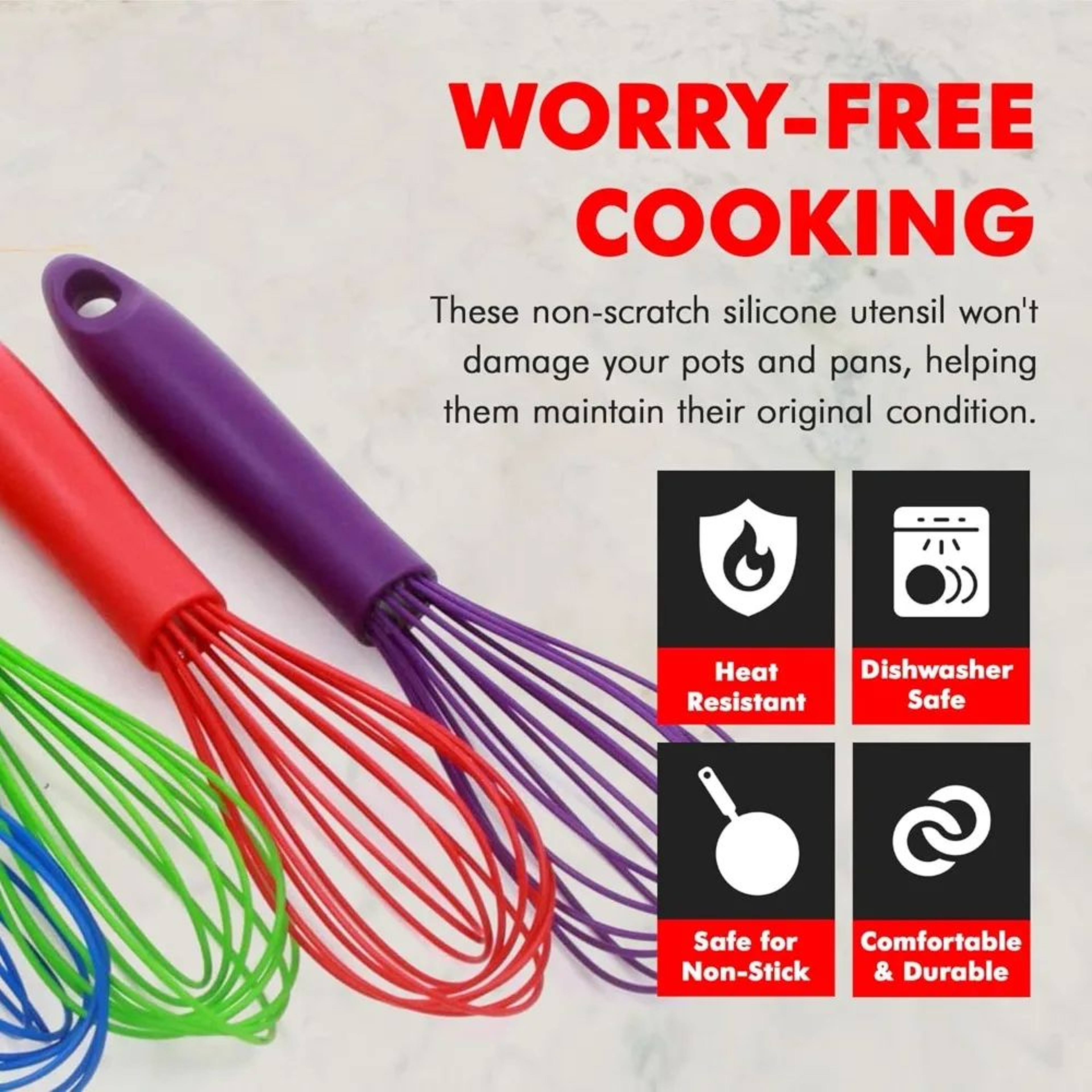 Silicone Manual Egg Whisk Beater For Baking 2