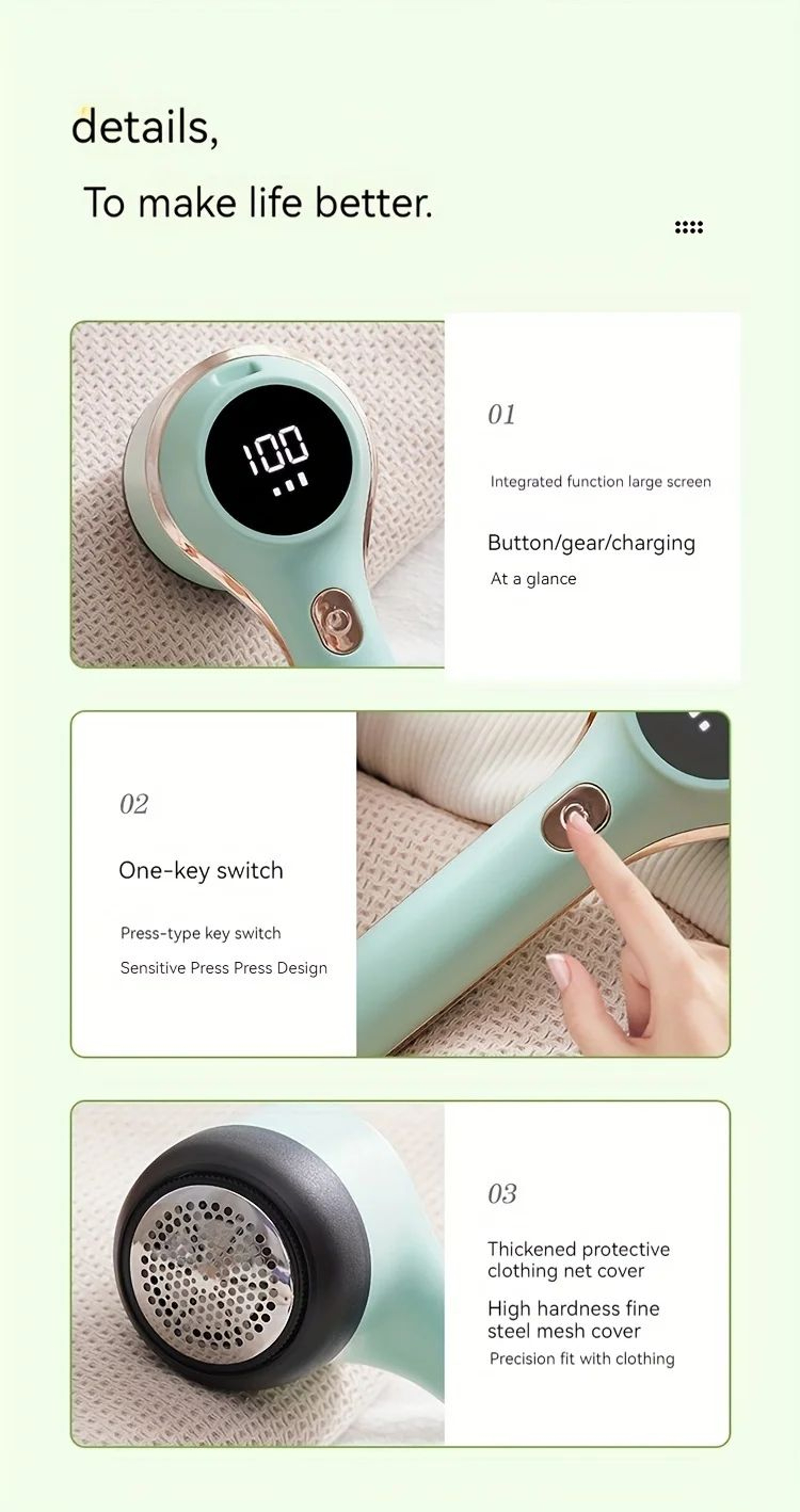 Electric Lint Remover USB Rechargeable Fabric Shaver 9