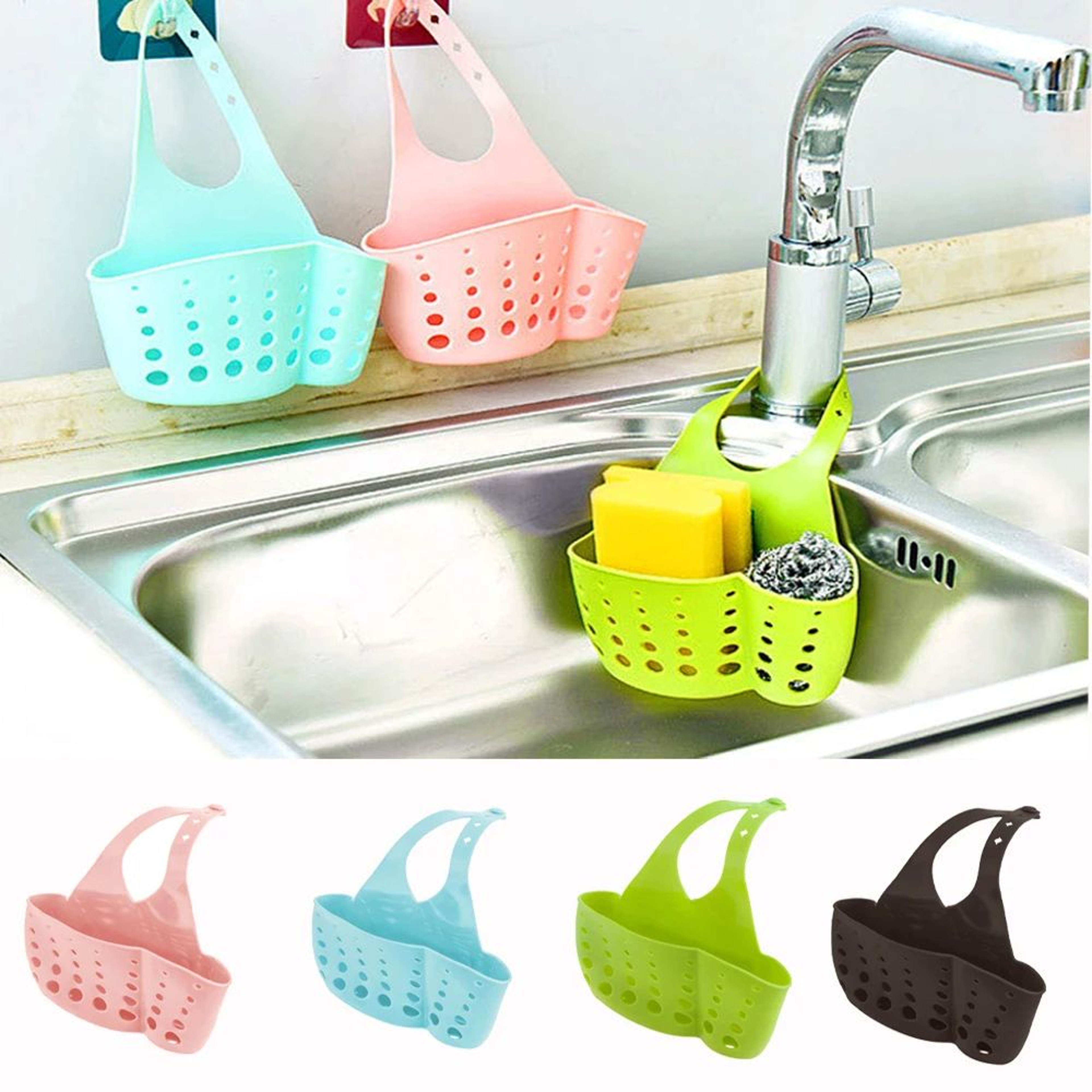 Faucet Hanging Sink Shelf Sponge Soap Drain Holder 1