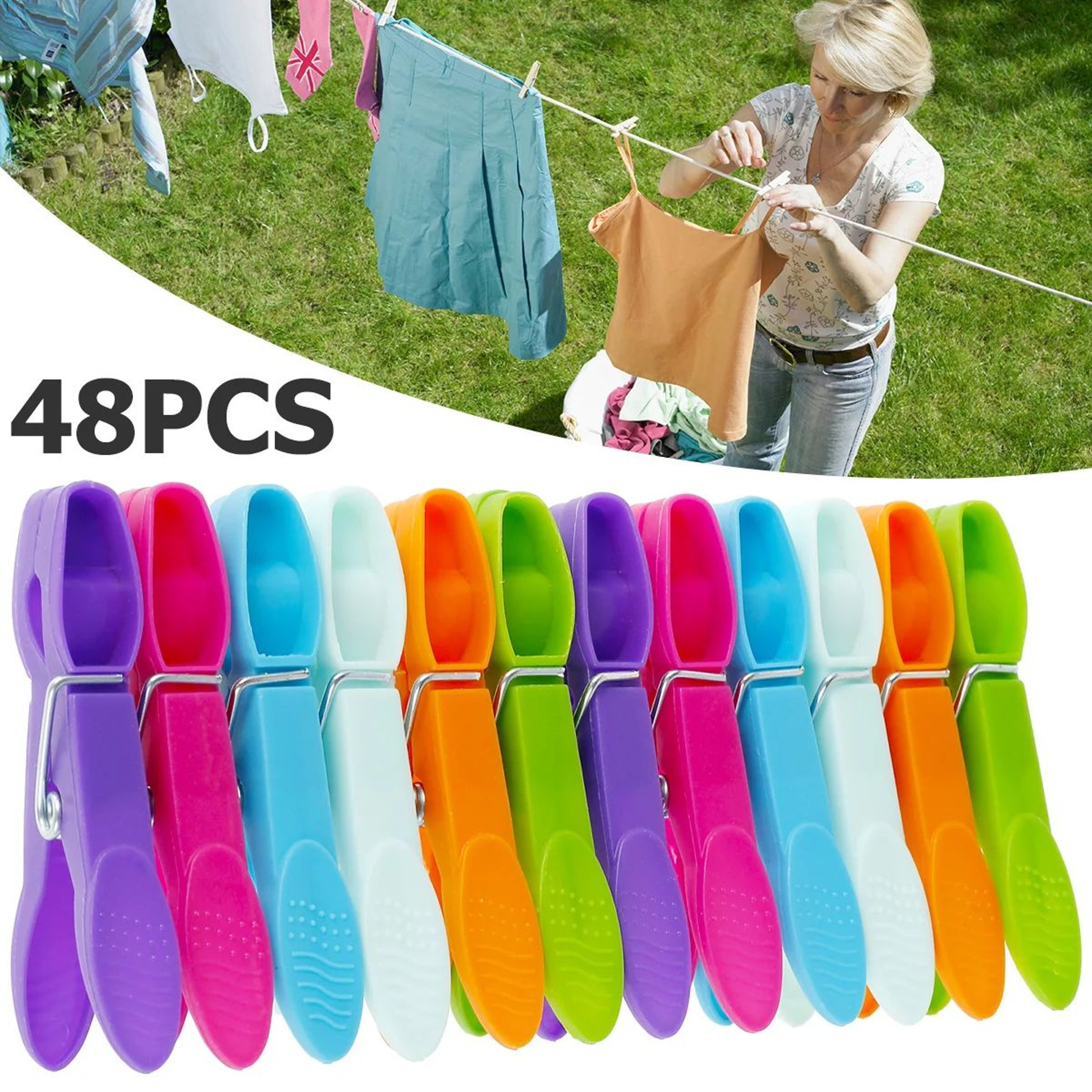48PCS Strong Grip Clothes Pegs Windproof Laundry Clips 0