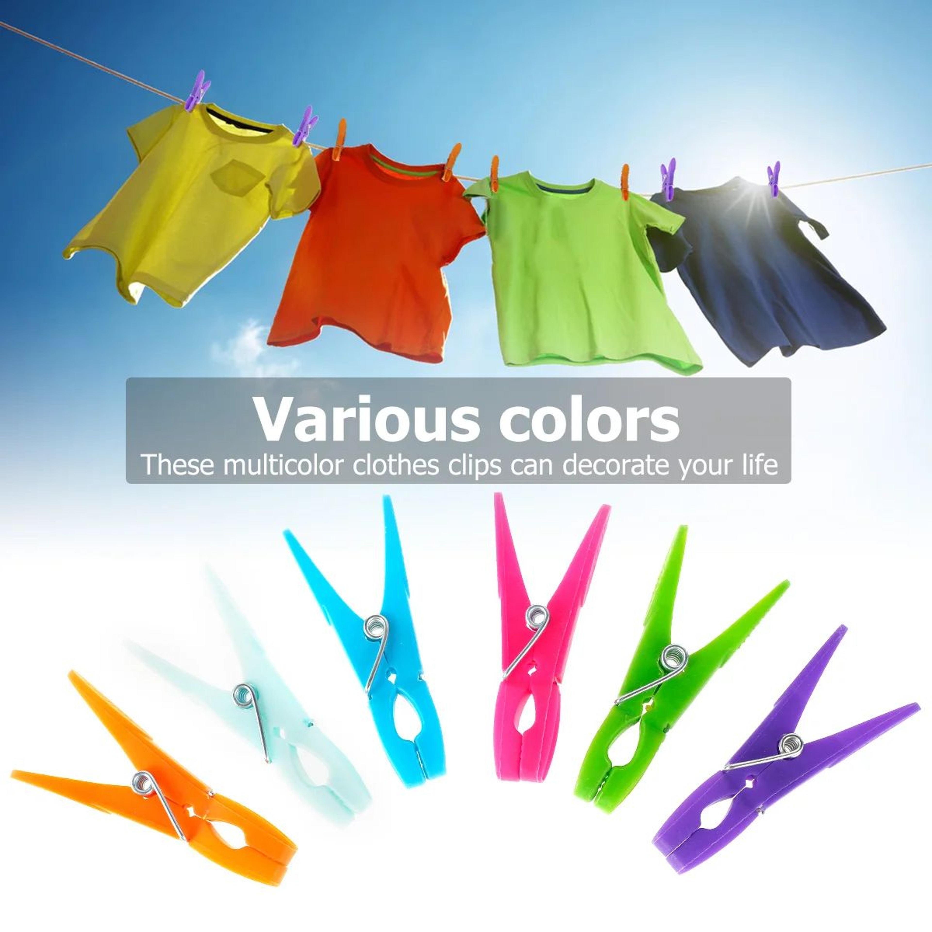 48PCS Strong Grip Clothes Pegs Windproof Laundry Clips 1