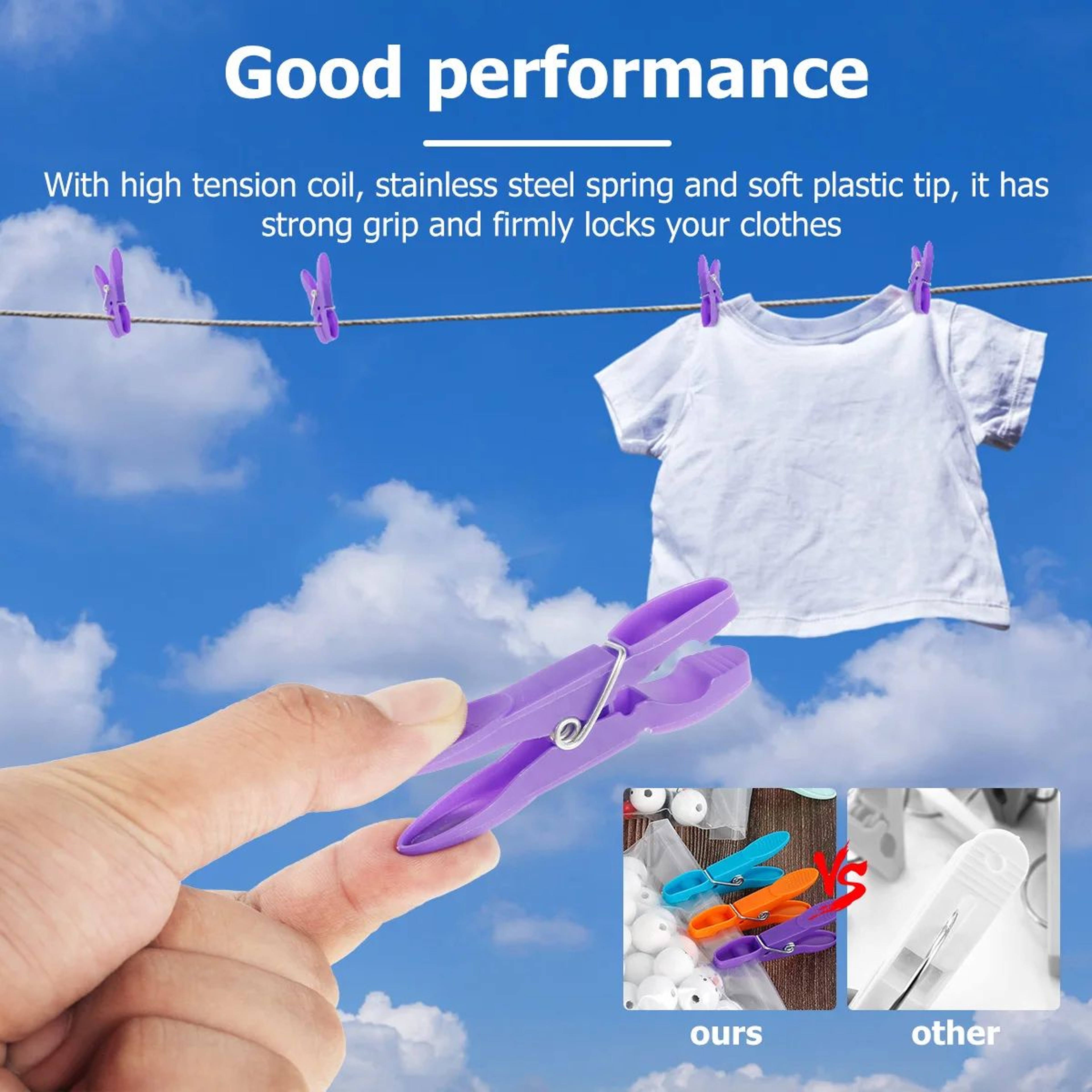 48PCS Strong Grip Clothes Pegs Windproof Laundry Clips 2