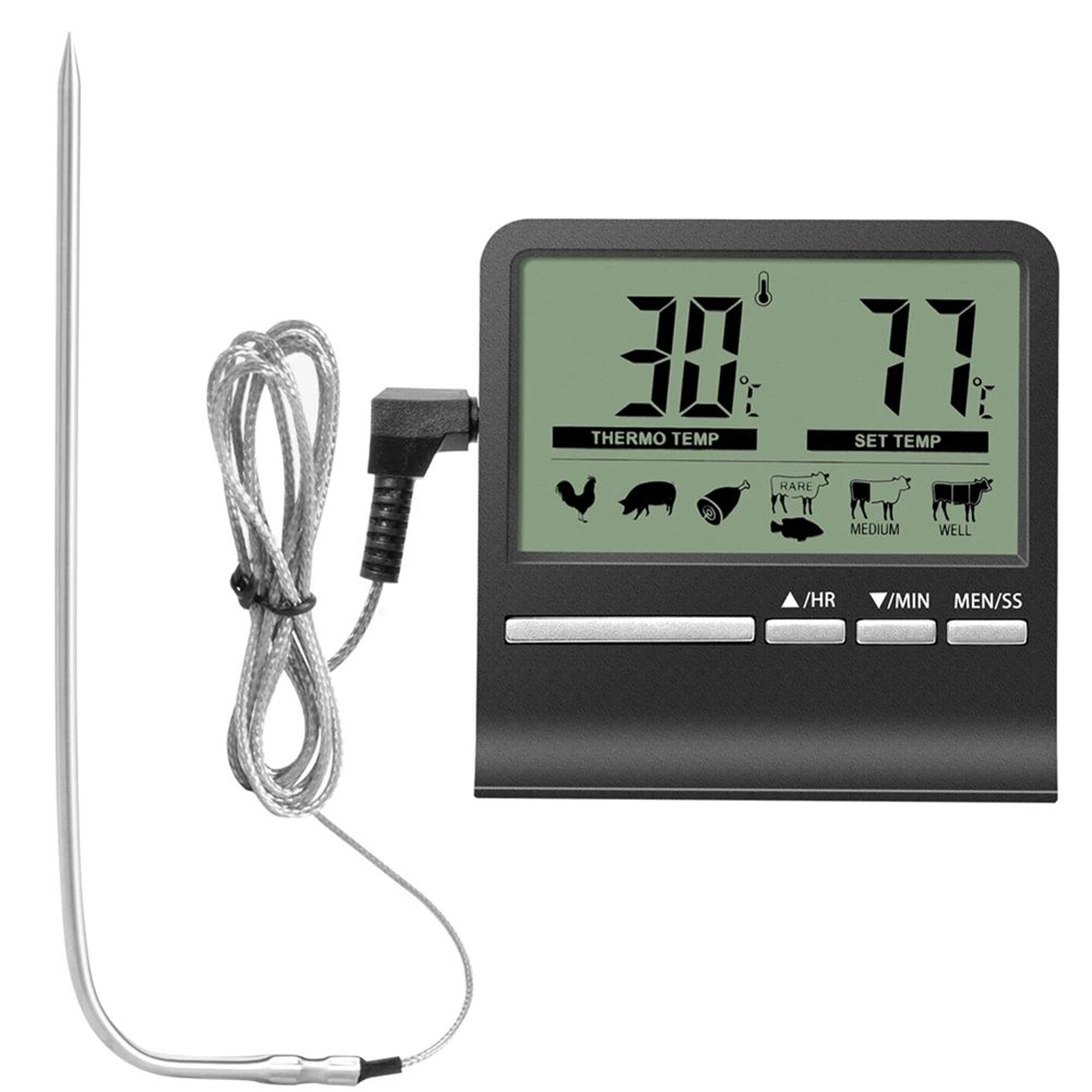 Digital Food Thermometer With Probe And LCD Display 0