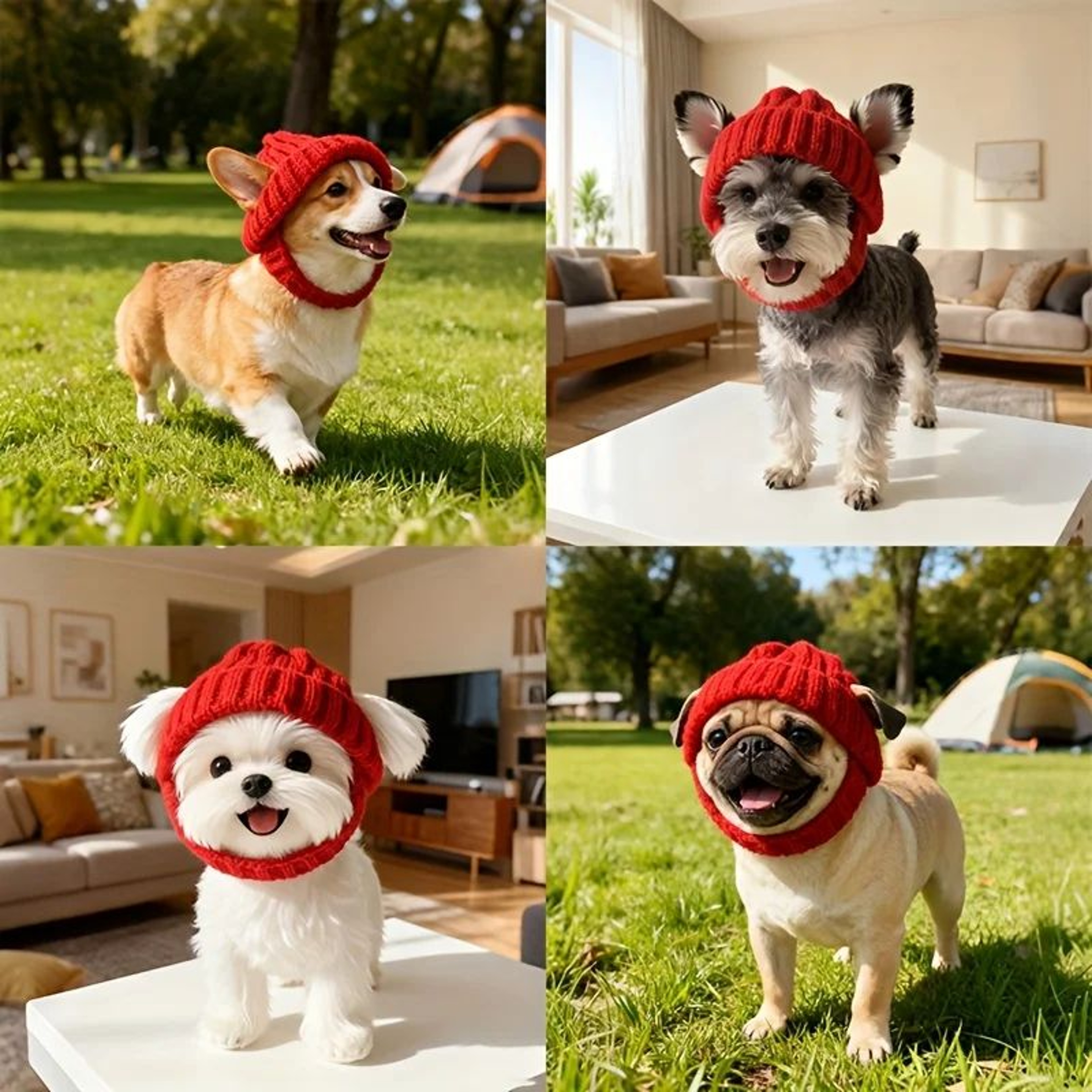 Cute Knit Dog Beanie Hat With Ear Flaps For Small Dogs 5