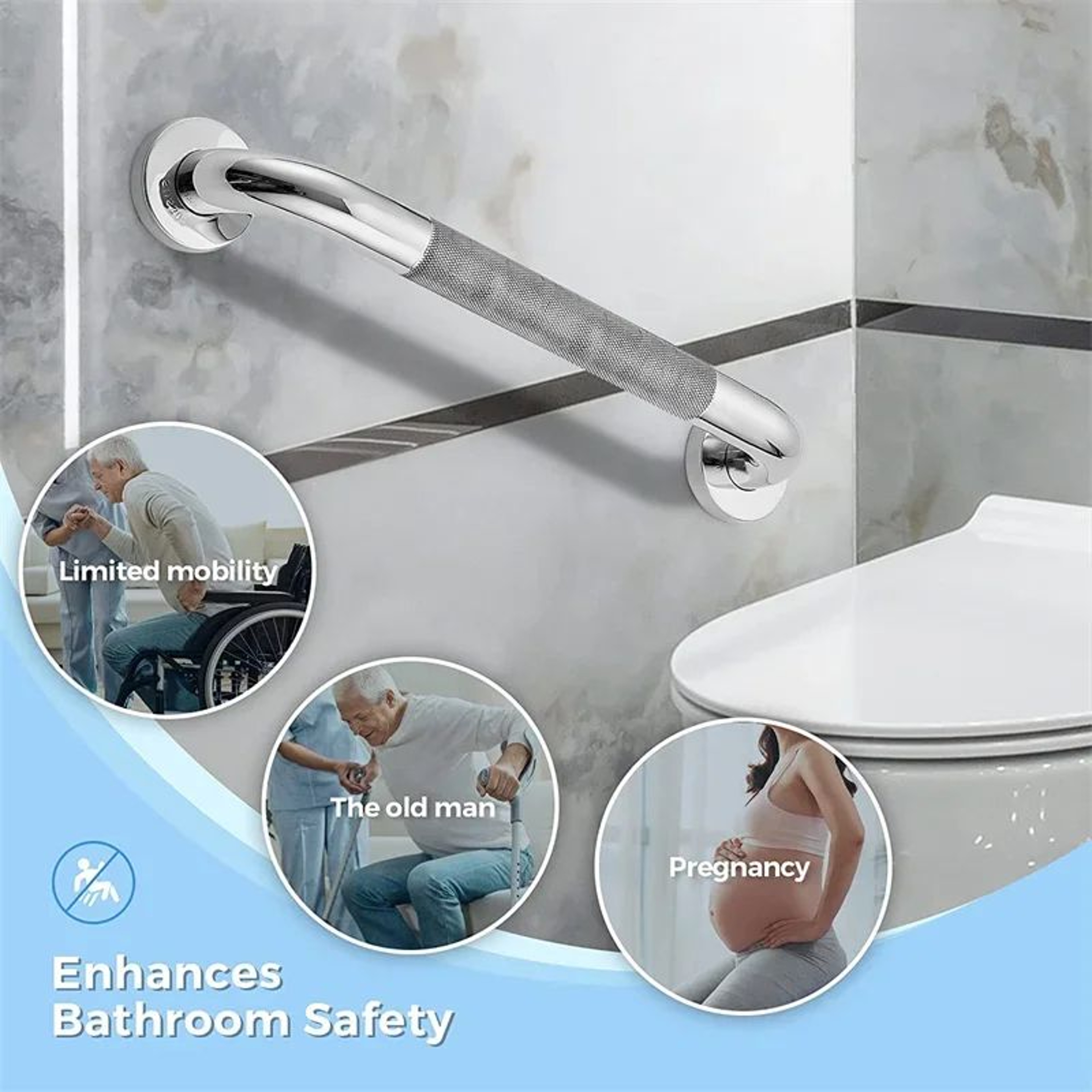 Stainless Steel Bathroom Grab Bar Anti Slip Safety Handle 1