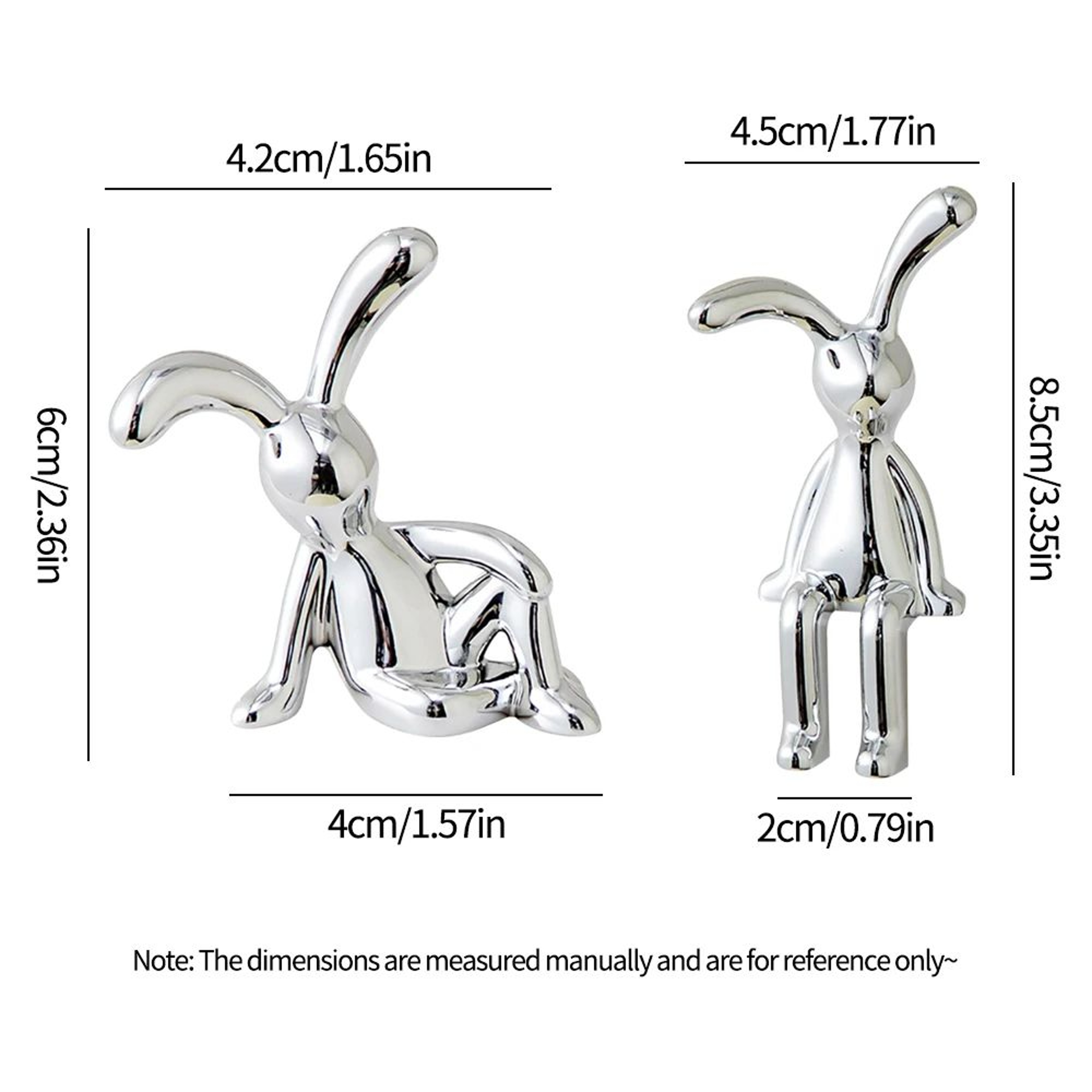 Long Eared Rabbit Double Statue Cartoon Decorative Ornament Set 4