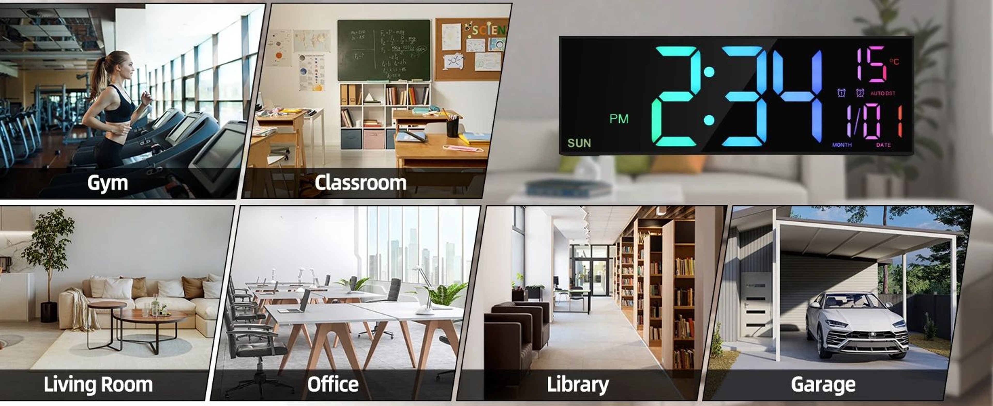 Large LED Digital Wall Clock With Remote Control 10
