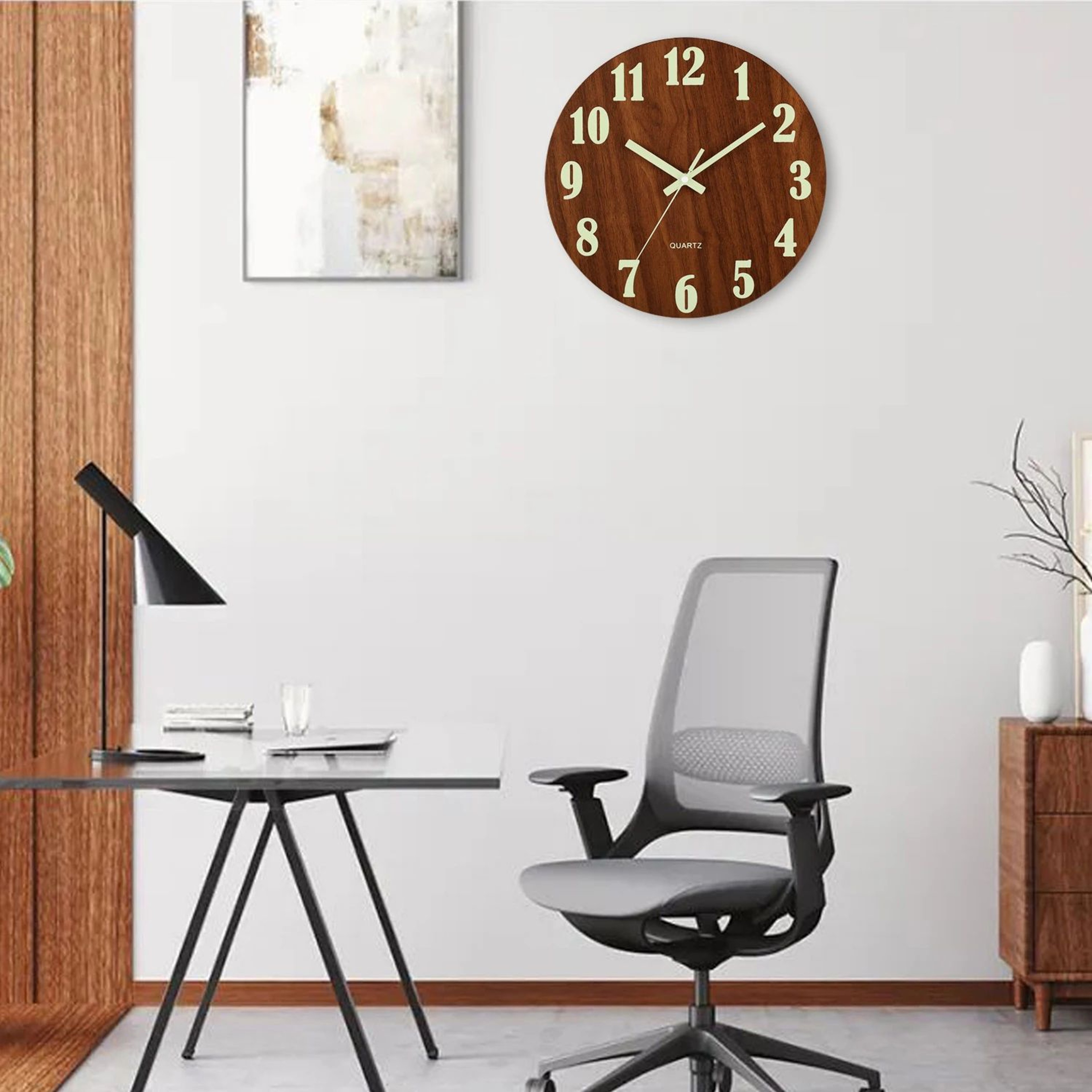 Nordic Wooden Luminous Wall Clock Silent Night Light 7