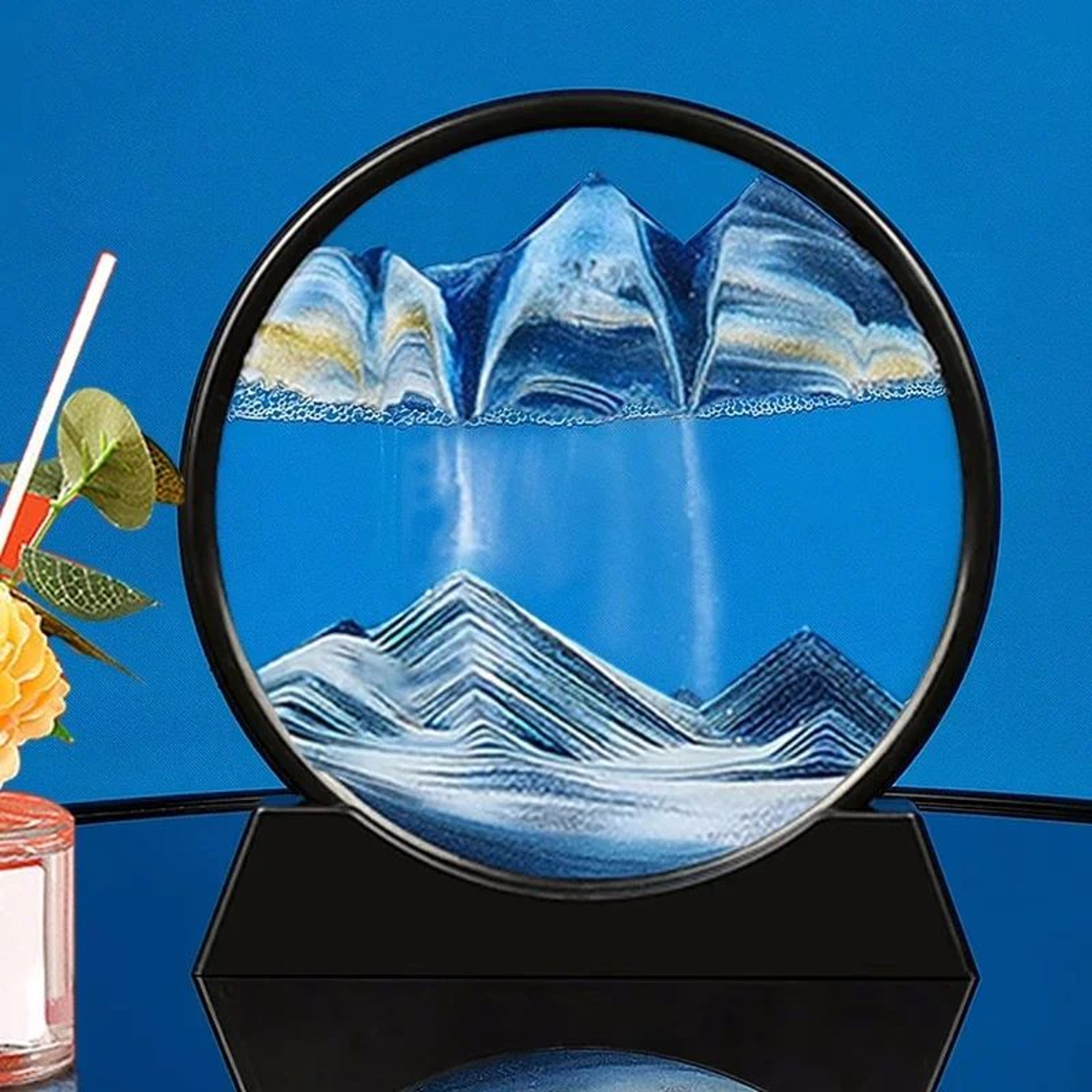 3D Moving Sand Art Round Glass Decor 1