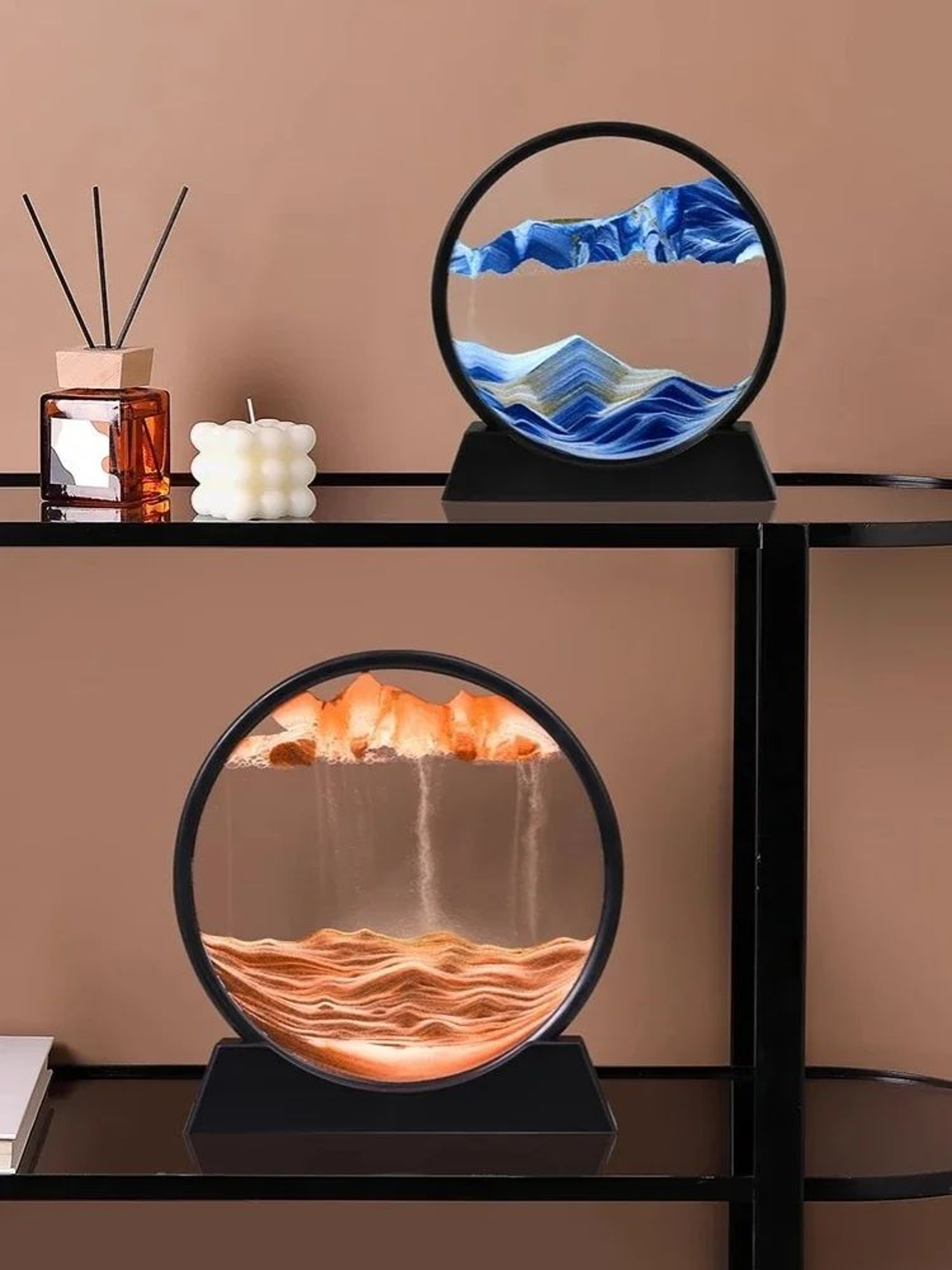 3D Moving Sand Art Round Glass Decor 9