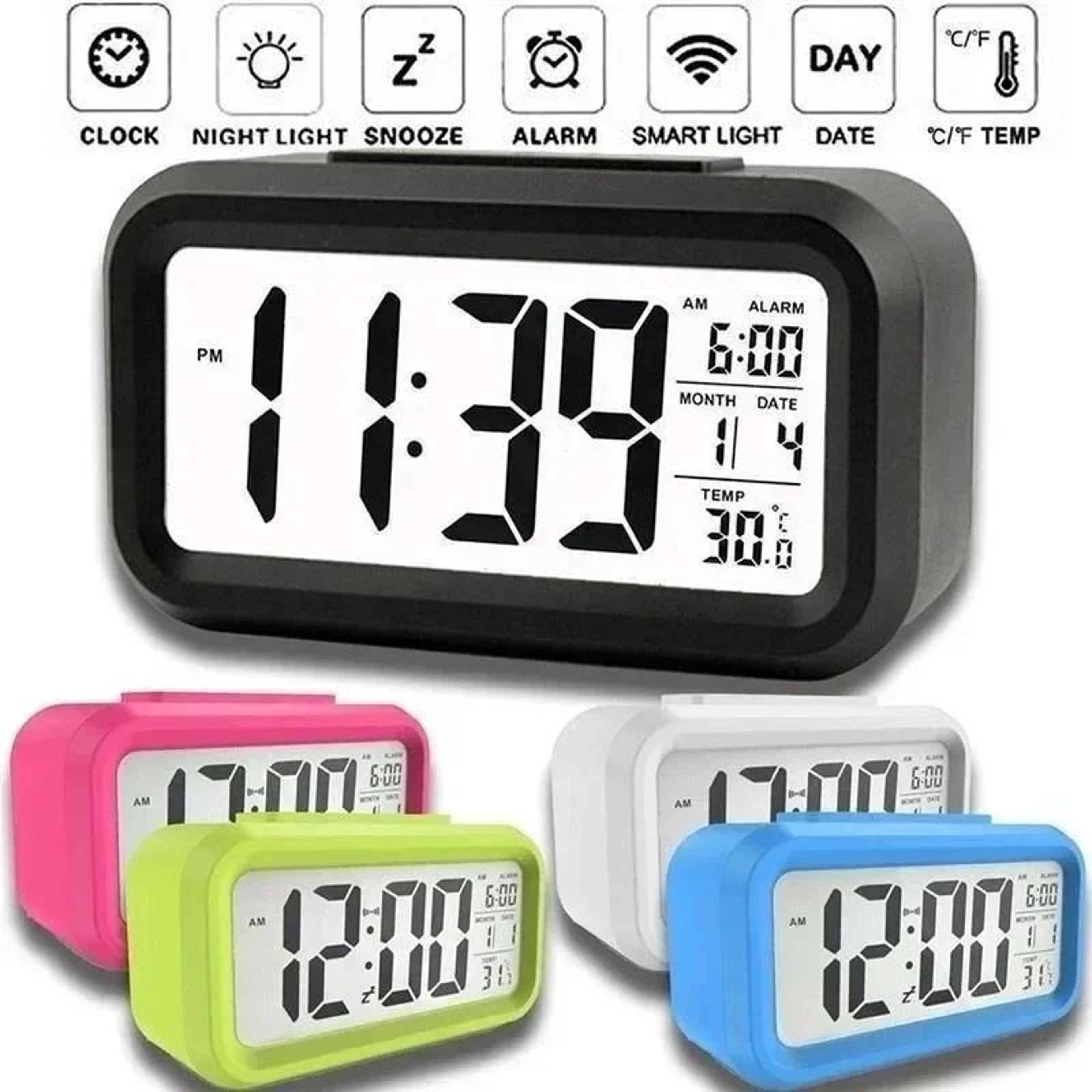 LED Digital Alarm Clock Multifunction Desk And Wall Display 0