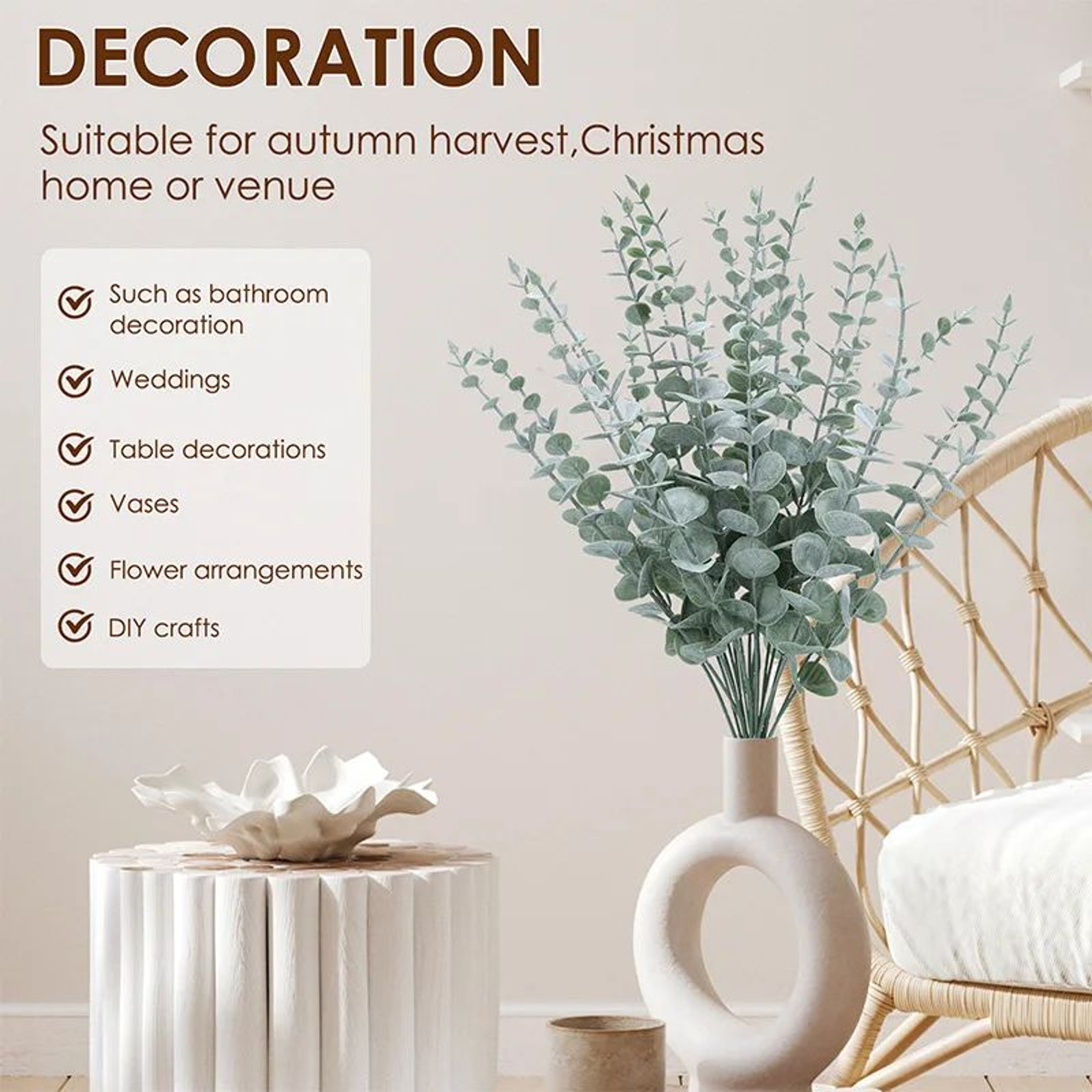 Artificial Eucalyptus Stems Greenery For Wedding Decor 3